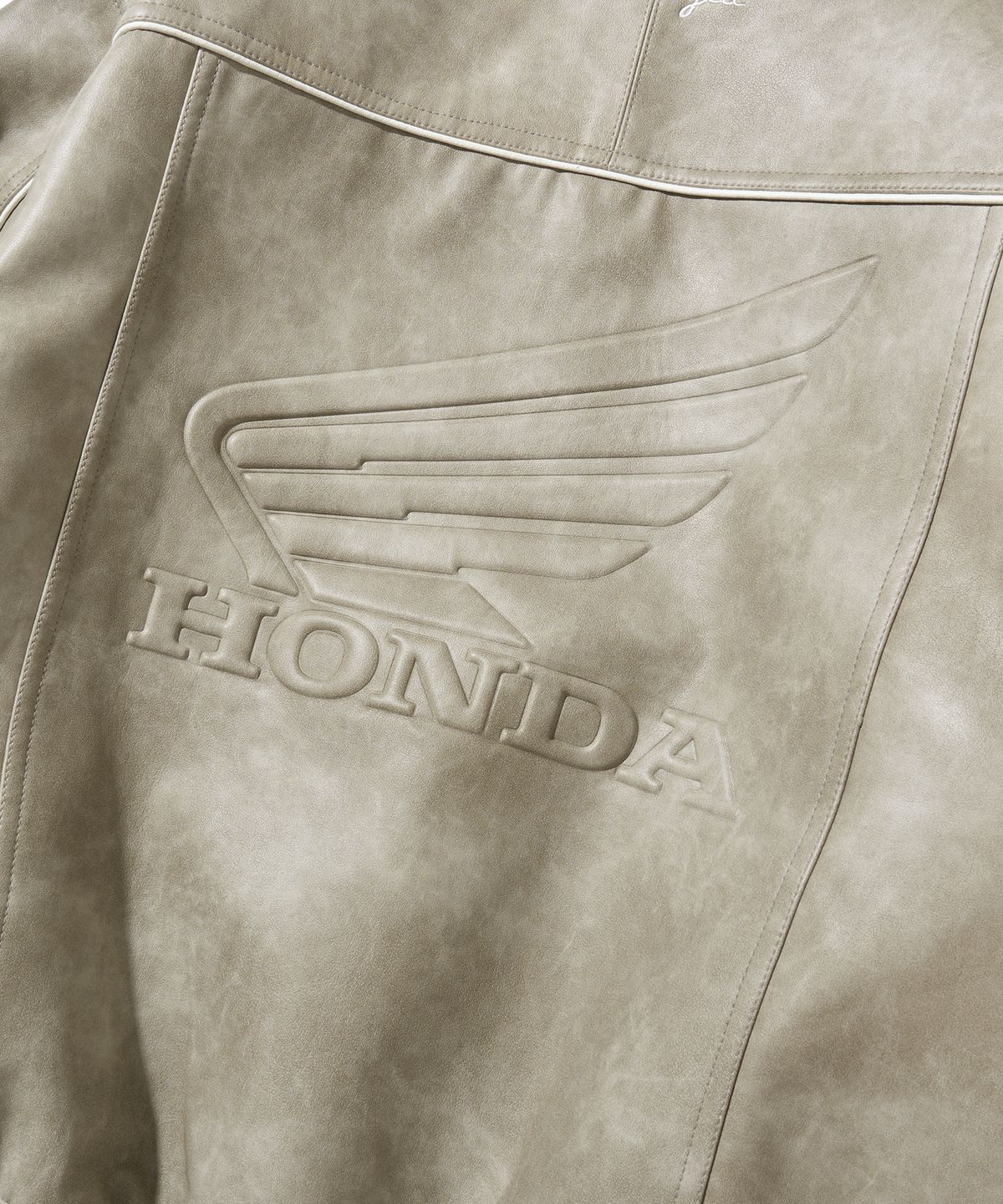 핍스 모터사이클(PHYPS MOTORCYCLE) Engineered Leather Piping Motorcycle Jacket Beige