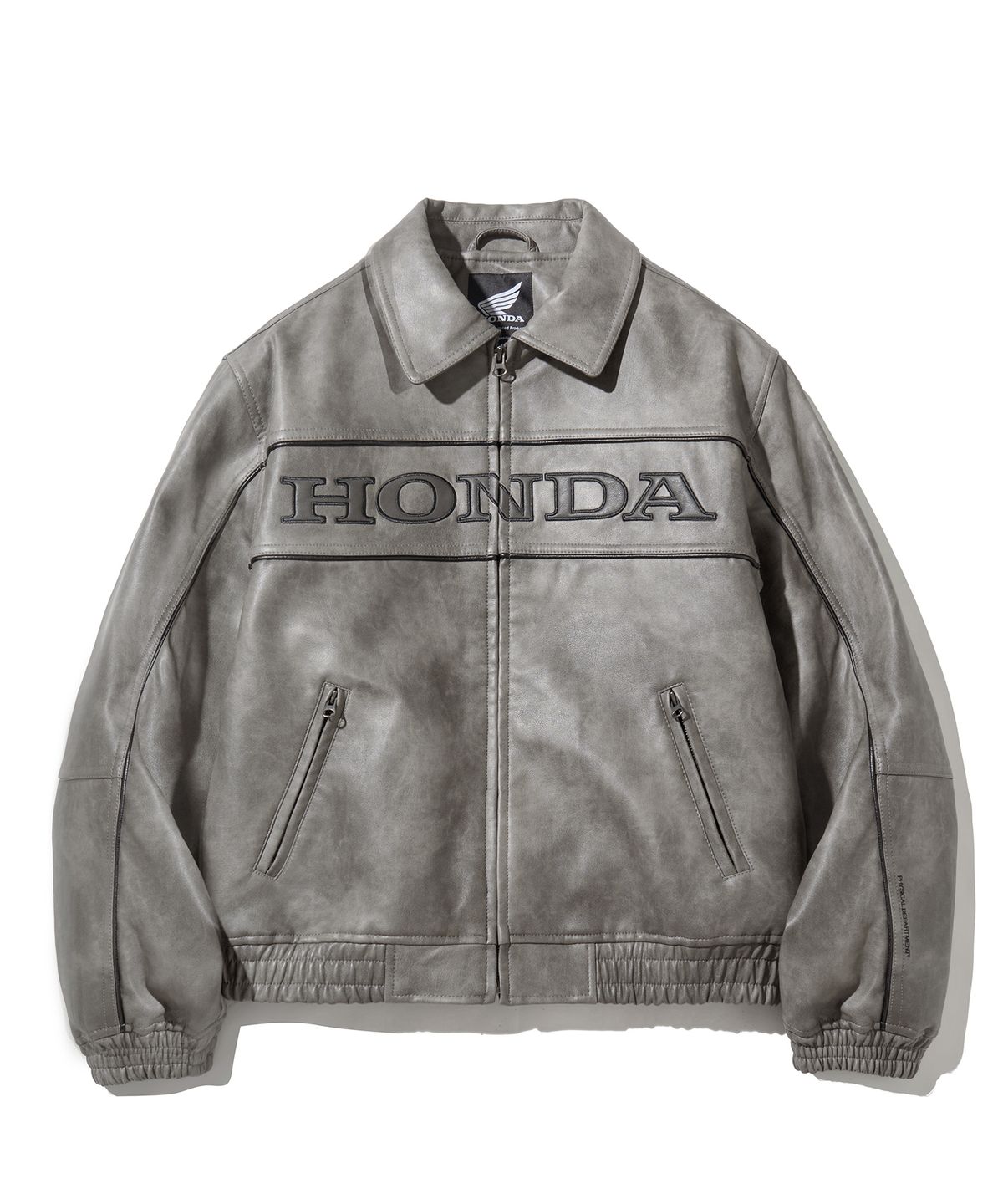 핍스 모터사이클(PHYPS MOTORCYCLE) Engineered Leather Piping Motorcycle Jacket Gray