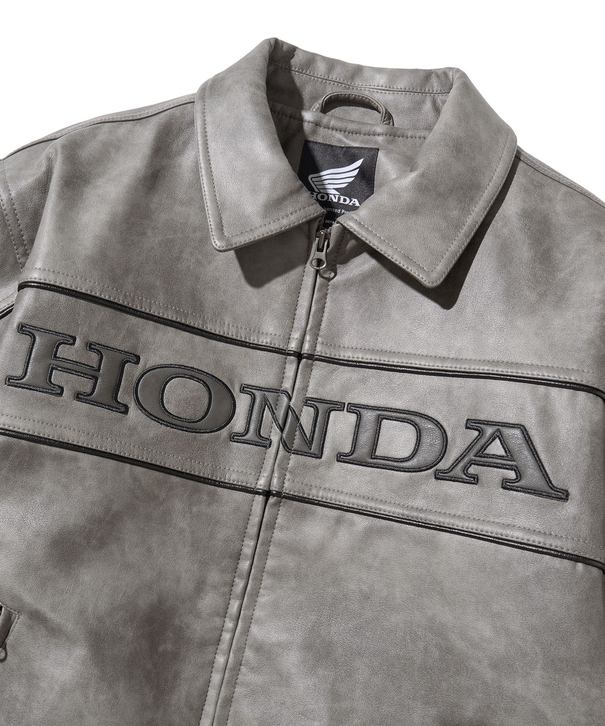 핍스 모터사이클(PHYPS MOTORCYCLE) Engineered Leather Piping Motorcycle Jacket Gray