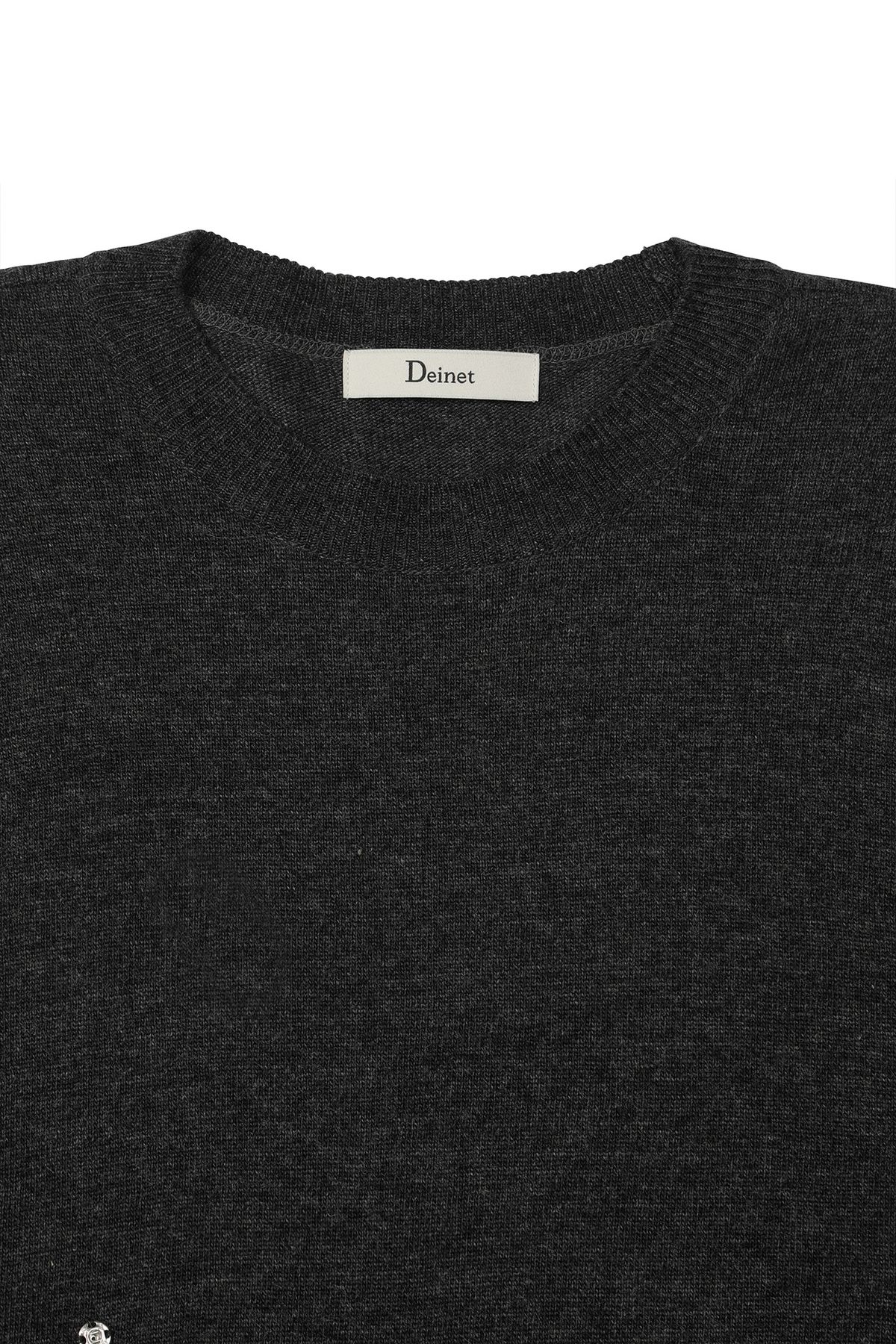 다이닛(DEINET) BUTTON UP PULLOVER KNIT IN CHARCOAL