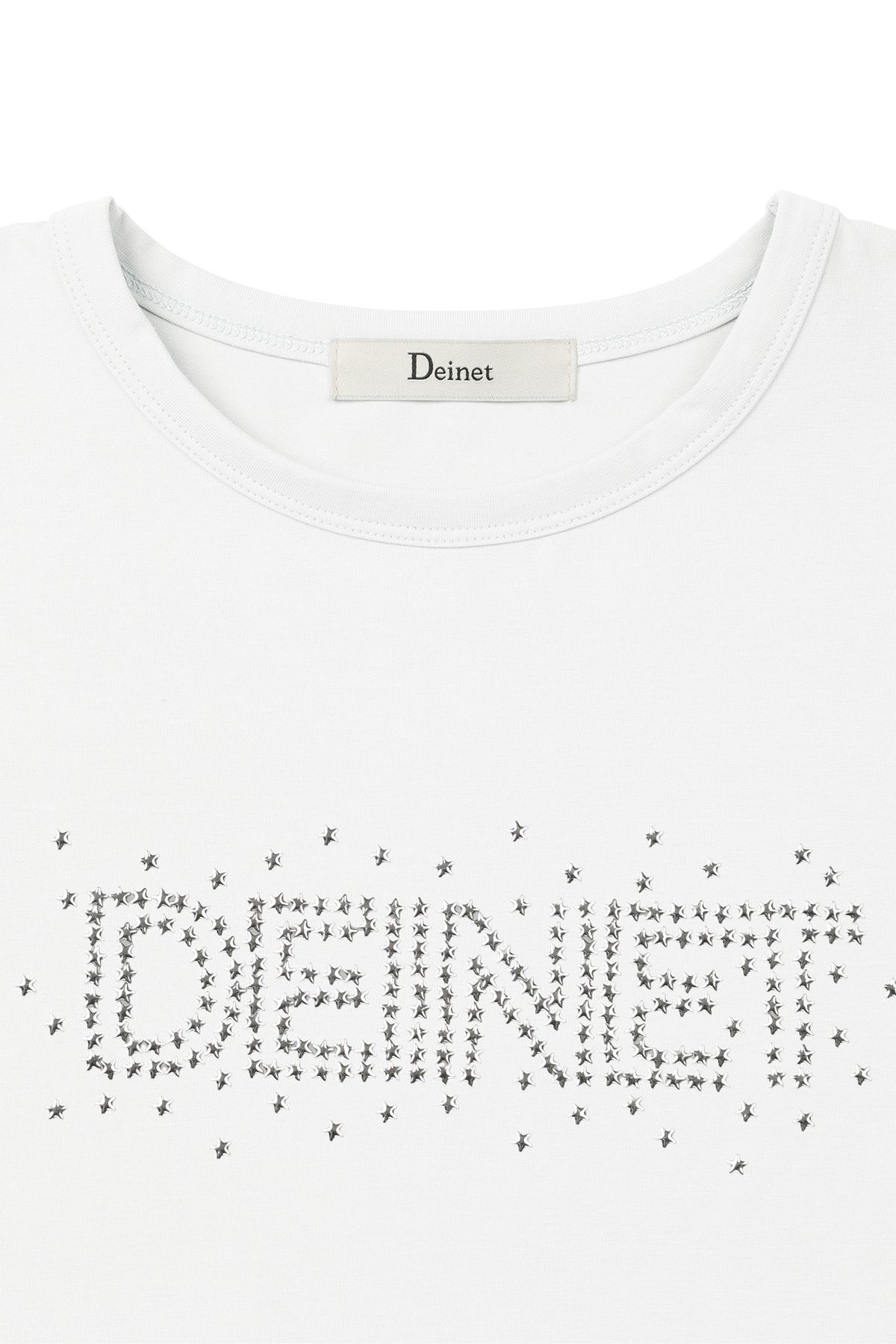 다이닛(DEINET) STAR STUD CROP T SHIRT IN WHITE