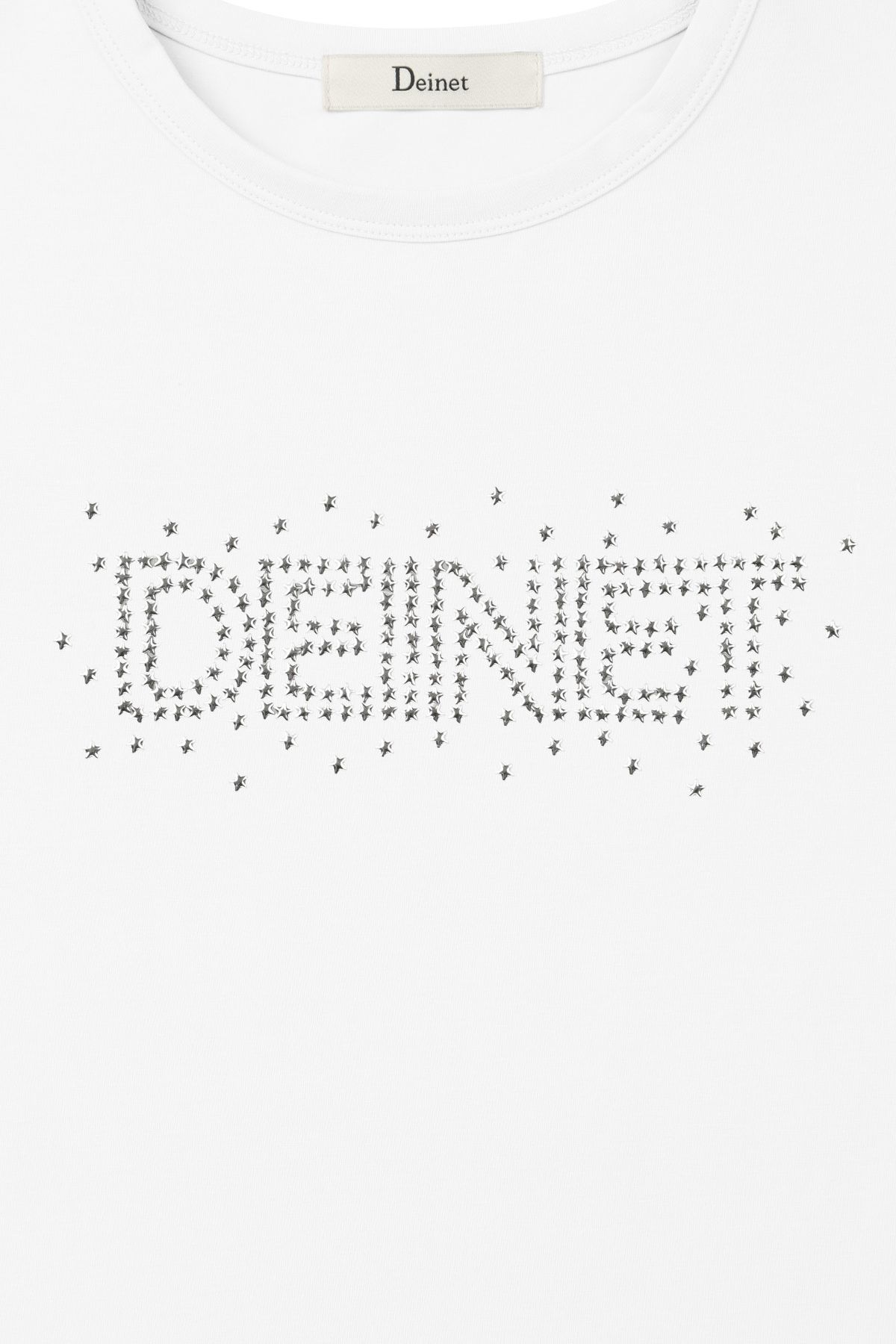 다이닛(DEINET) STAR STUD CROP T SHIRT IN WHITE