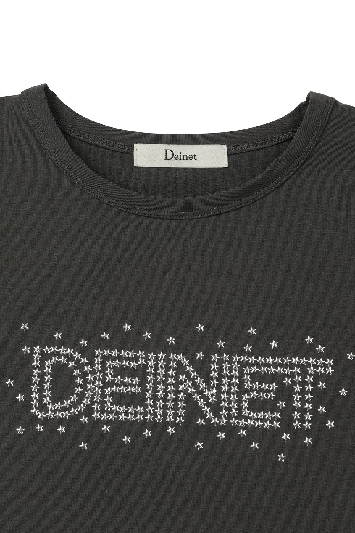 다이닛(DEINET) STAR STUD CROP T SHIRT IN CHARCOAL