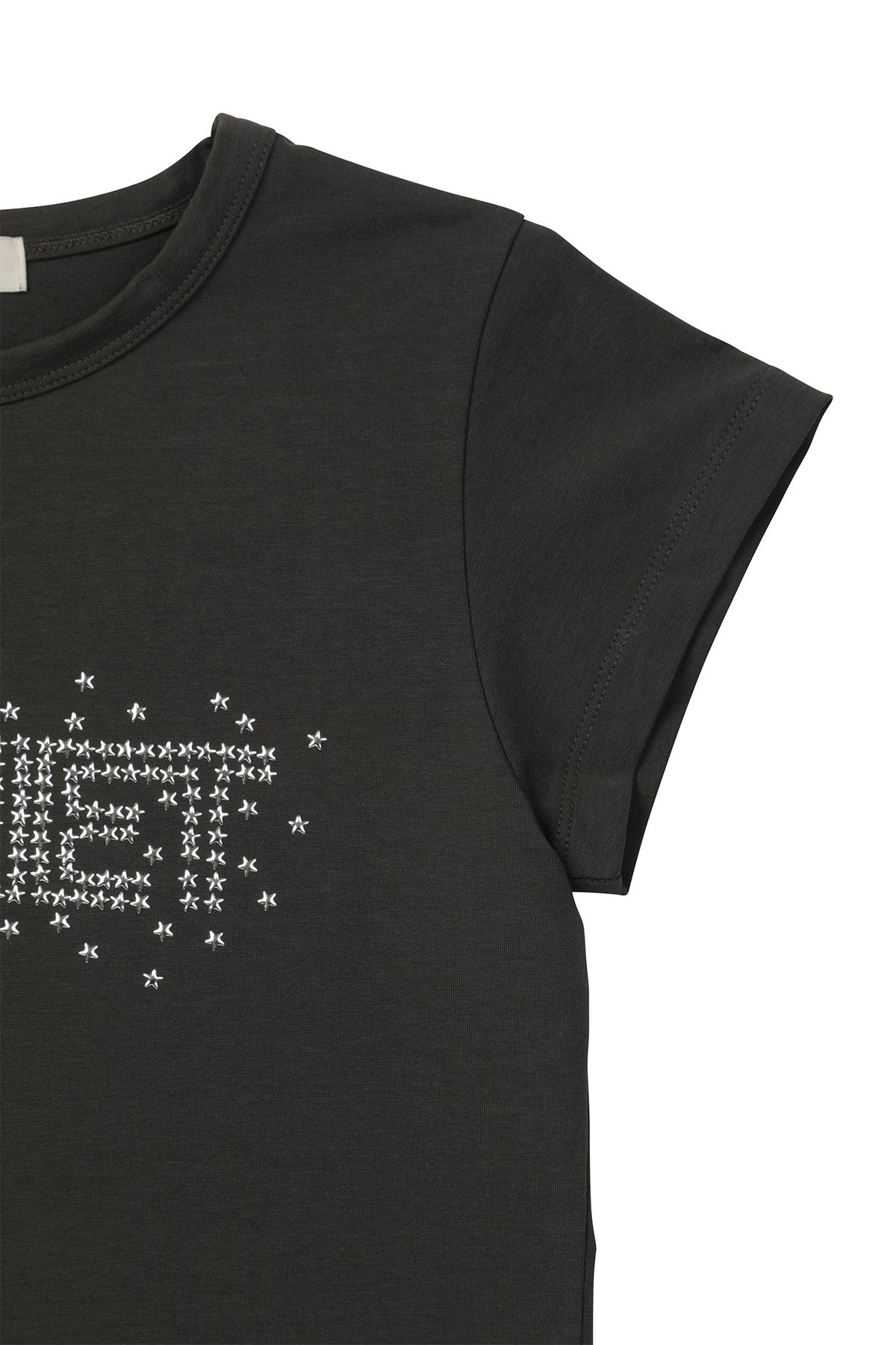 다이닛(DEINET) STAR STUD CROP T SHIRT IN CHARCOAL