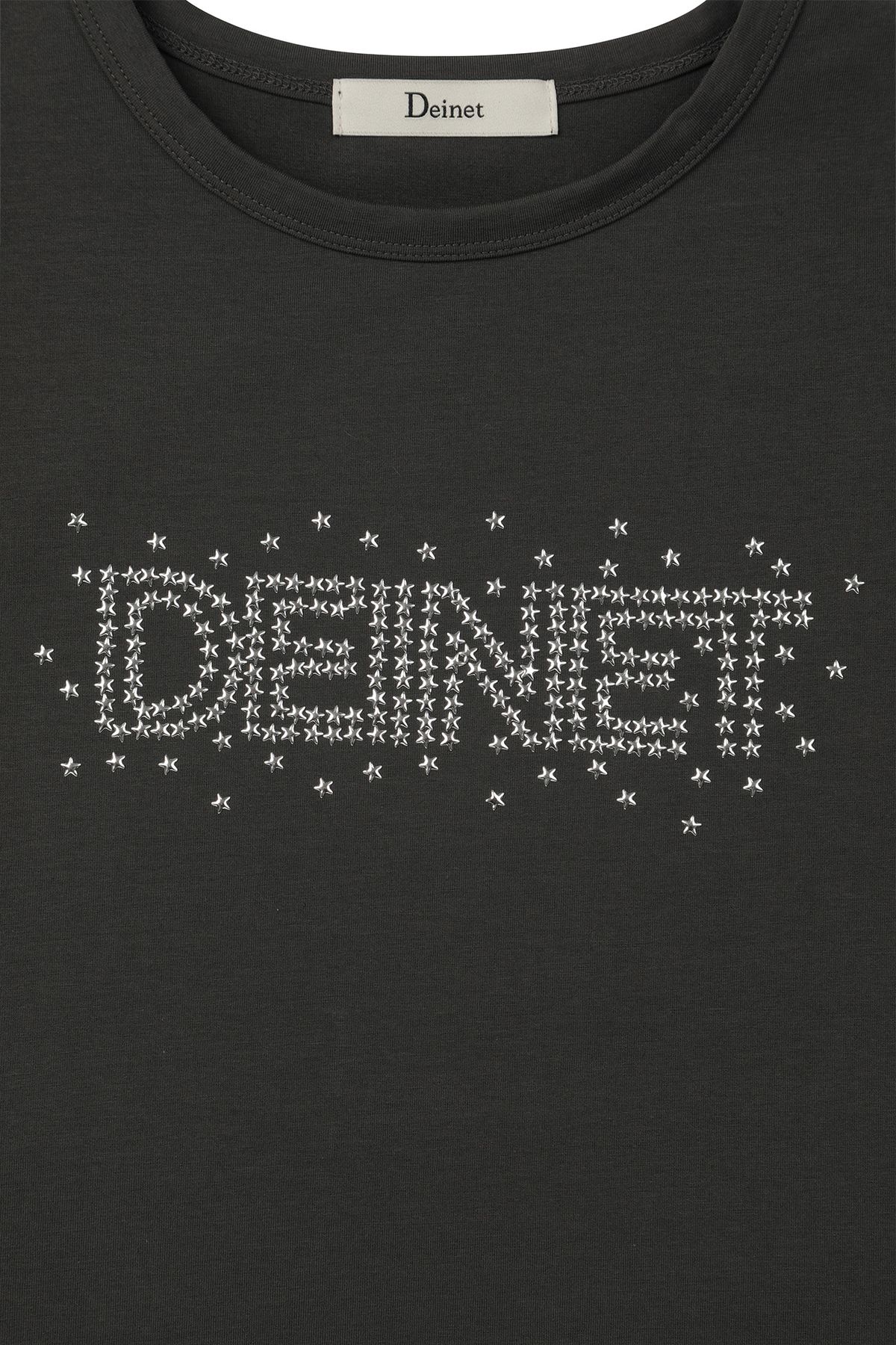 다이닛(DEINET) STAR STUD CROP T SHIRT IN CHARCOAL