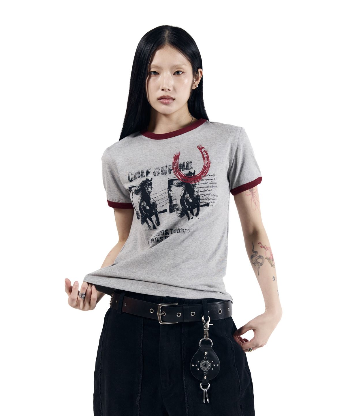 아캄(AAKAM) Horseshoe Ringer Top (Gray)