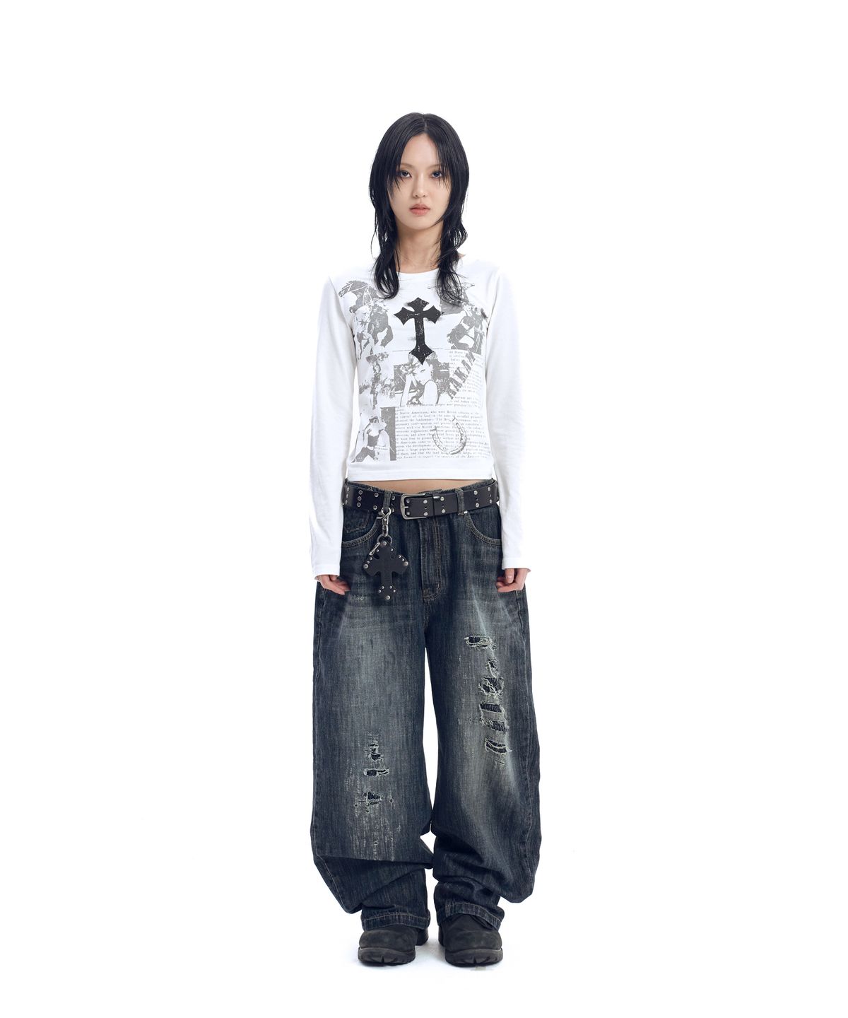 아캄(AAKAM) Cross Paper Long Sleeve (White)