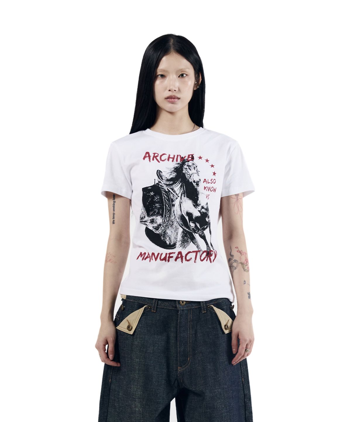 아캄(AAKAM) Western Horse Half Top (White)