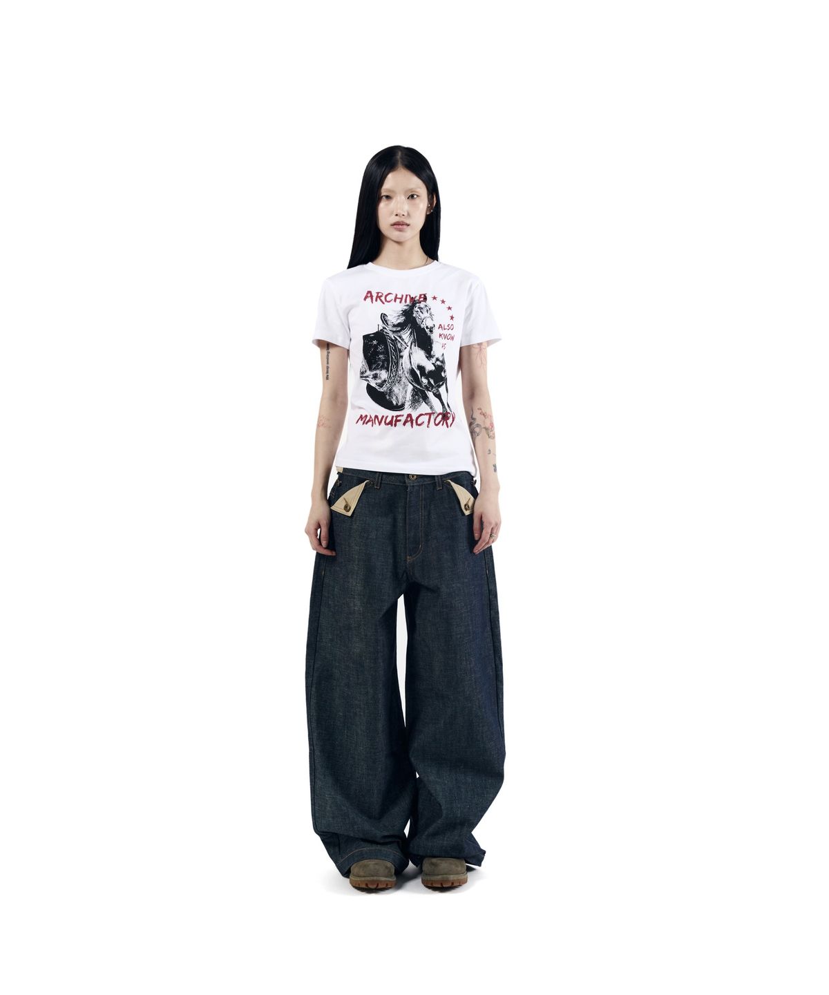 아캄(AAKAM) Western Horse Half Top (White)