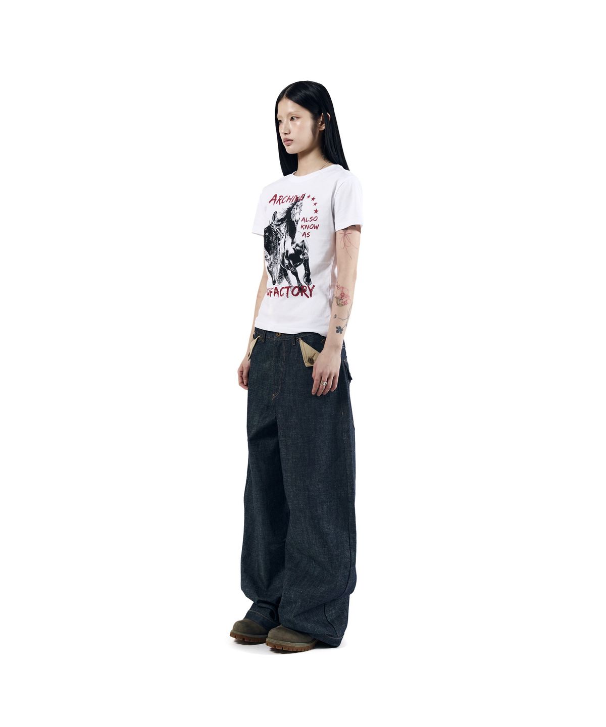 아캄(AAKAM) Western Horse Half Top (White)