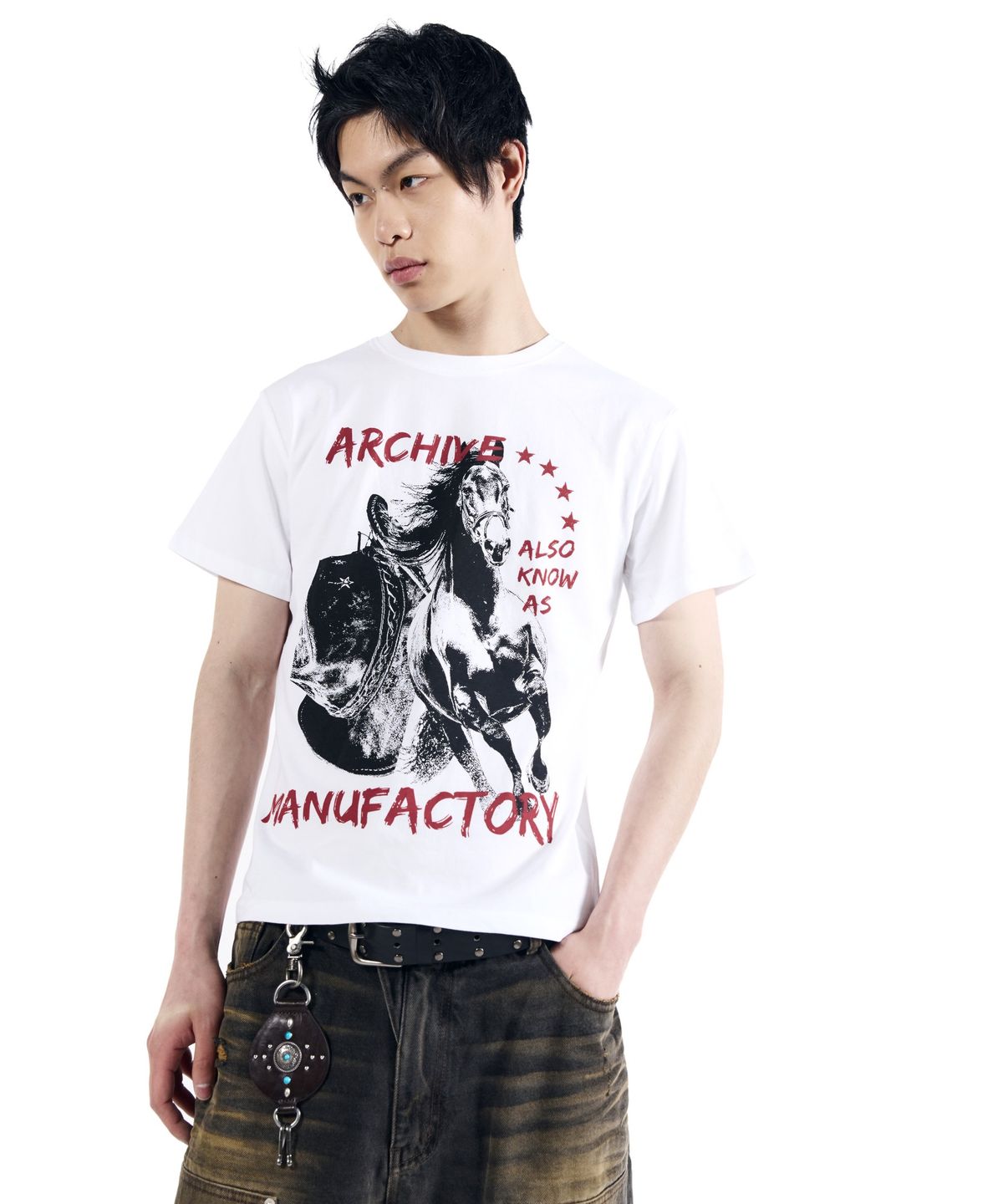 아캄(AAKAM) Western Horse Half Top (White)