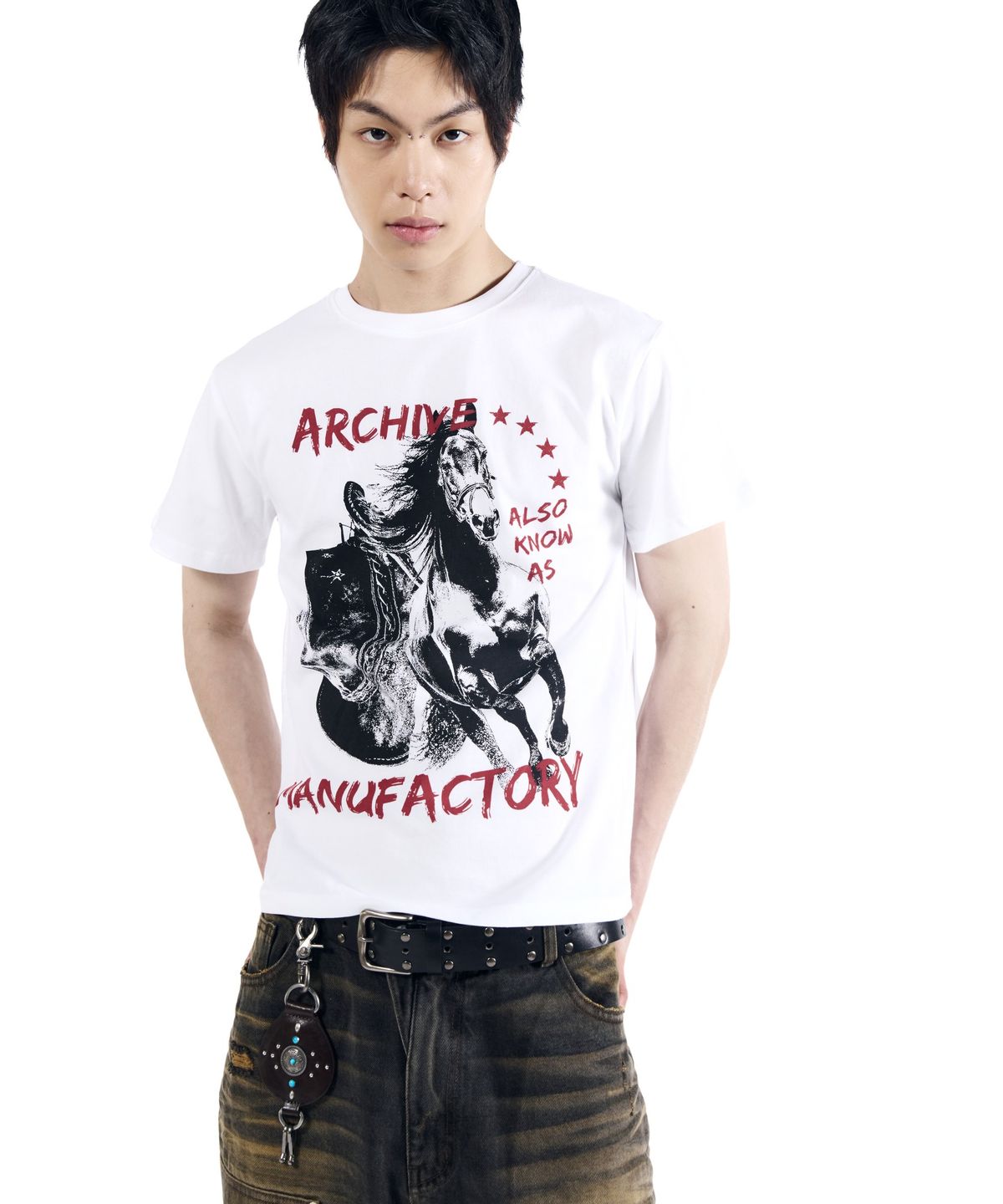 아캄(AAKAM) Western Horse Half Top (White)