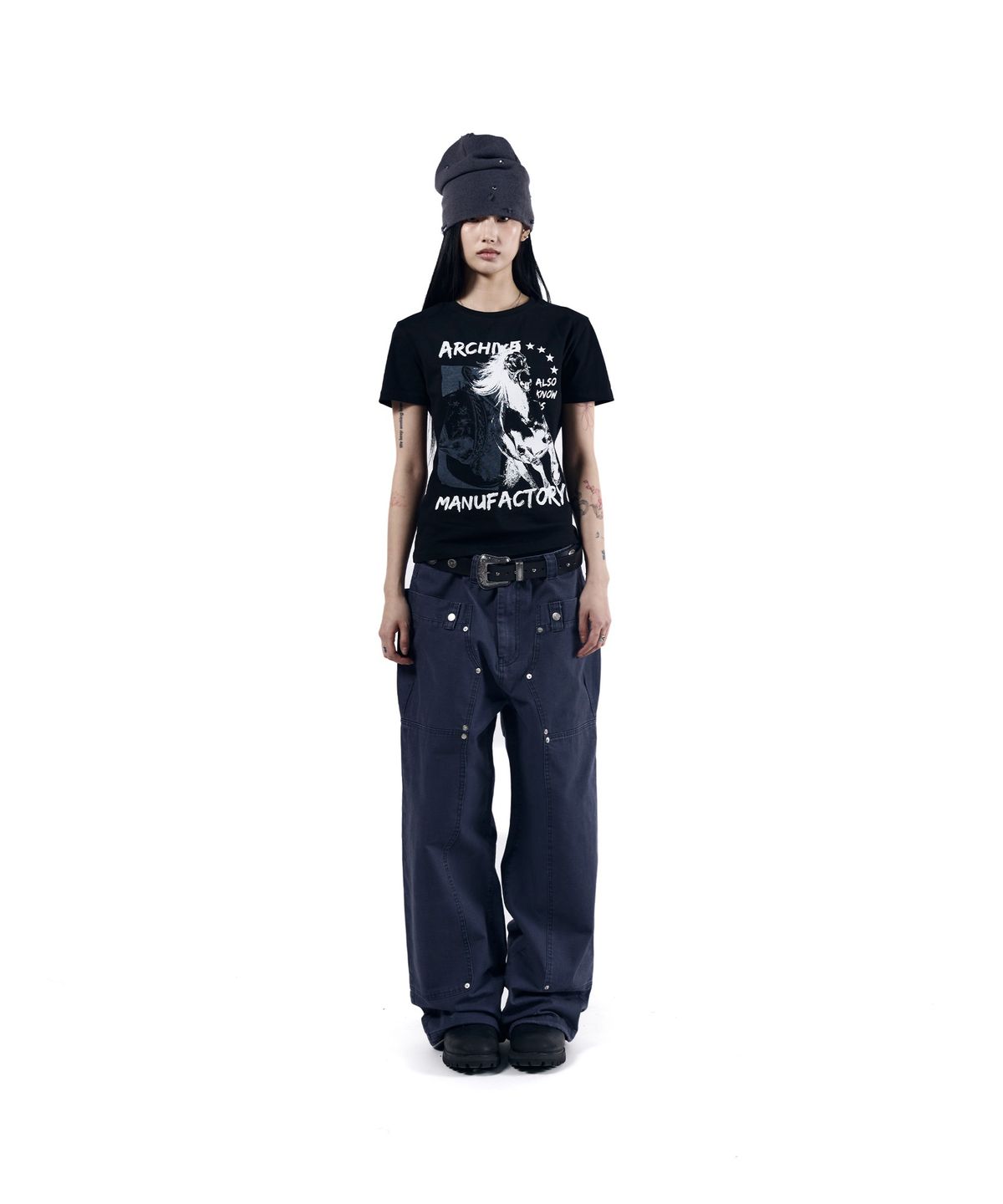 아캄(AAKAM) Western Horse Half Top (Black)