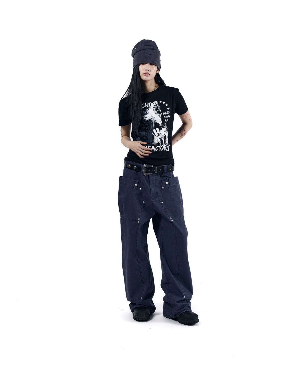 아캄(AAKAM) Western Horse Half Top (Black)