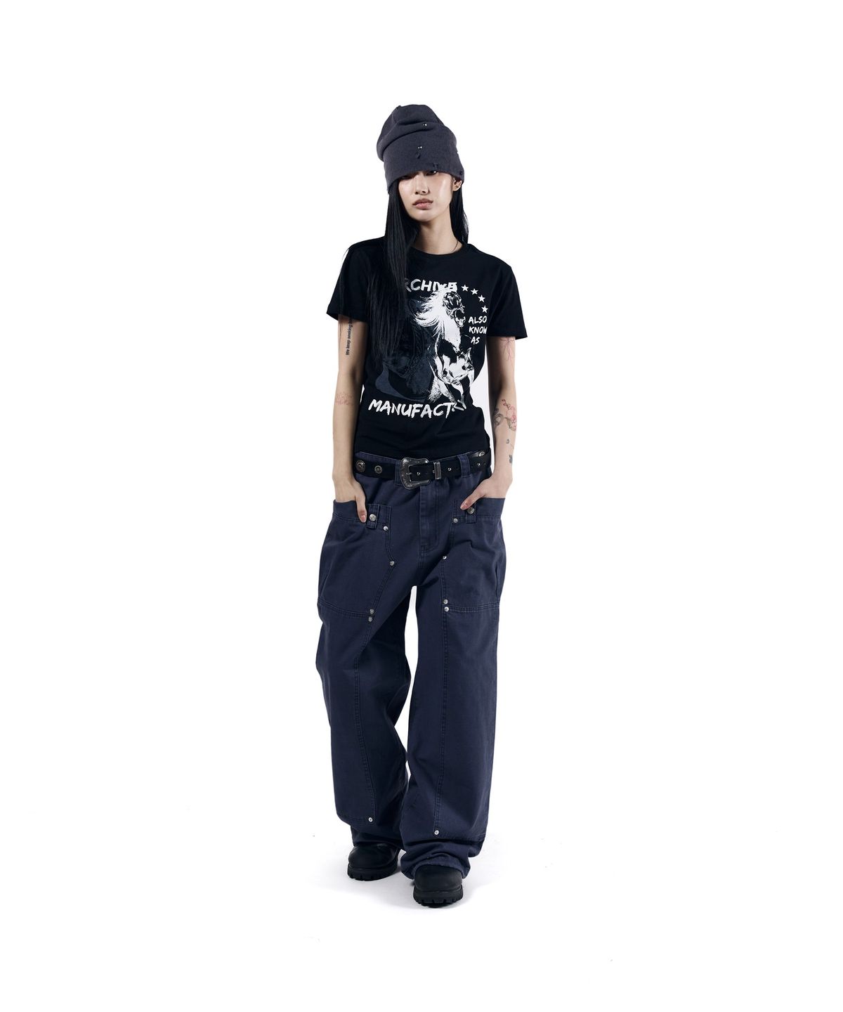 아캄(AAKAM) Western Horse Half Top (Black)