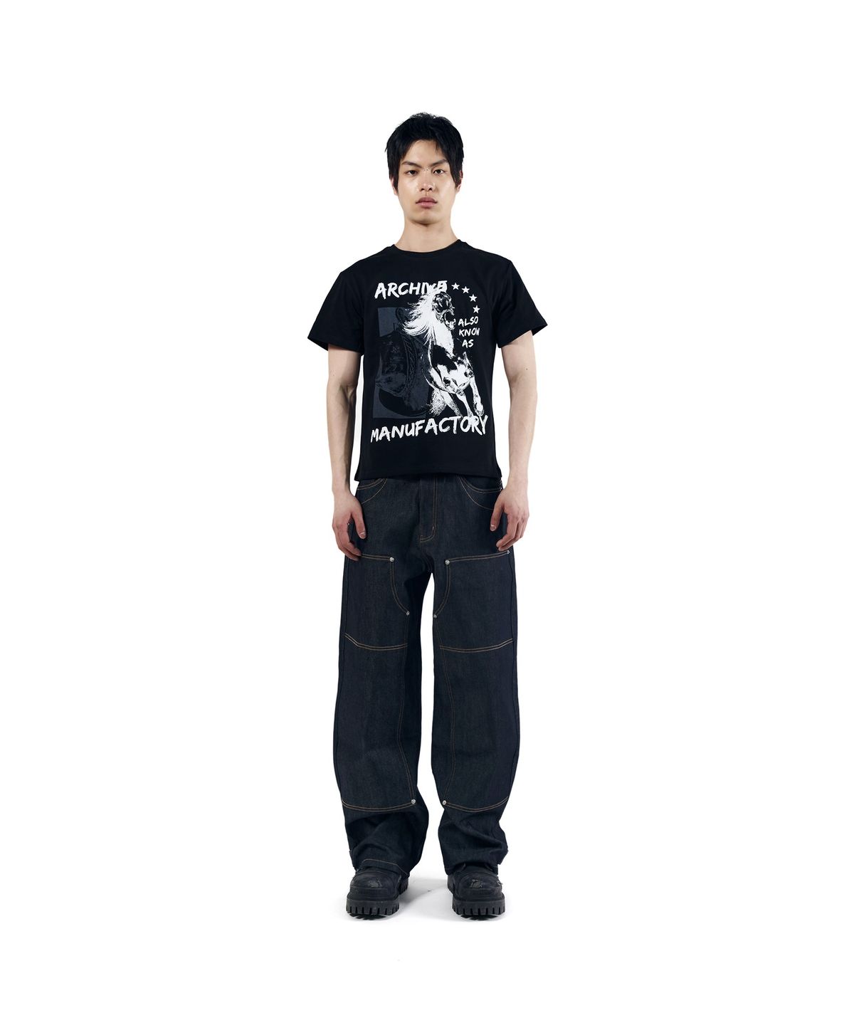 아캄(AAKAM) Western Horse Half Top (Black)