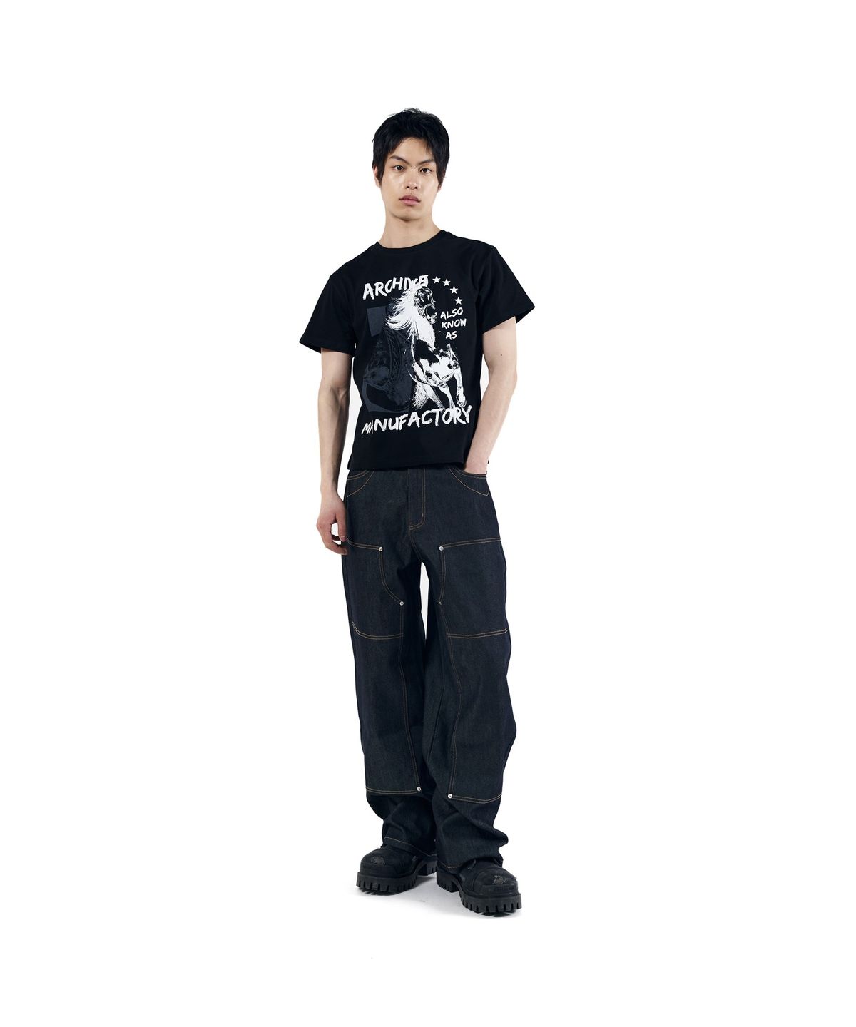 아캄(AAKAM) Western Horse Half Top (Black)