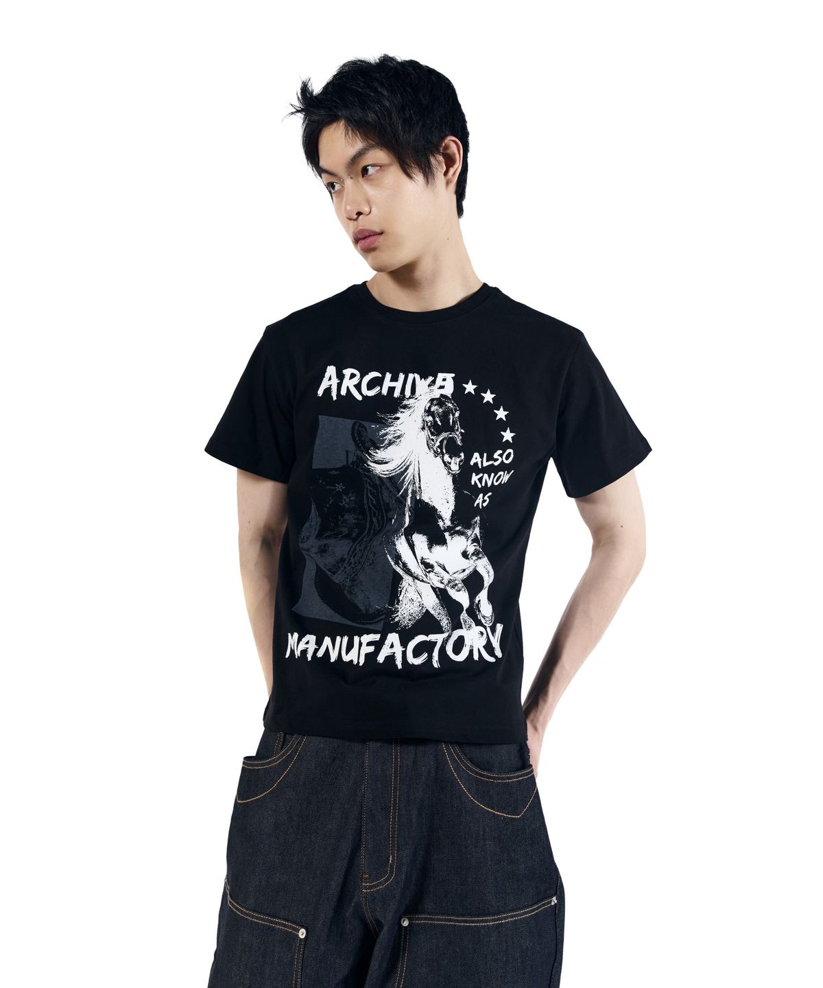 아캄(AAKAM) Western Horse Half Top (Black)