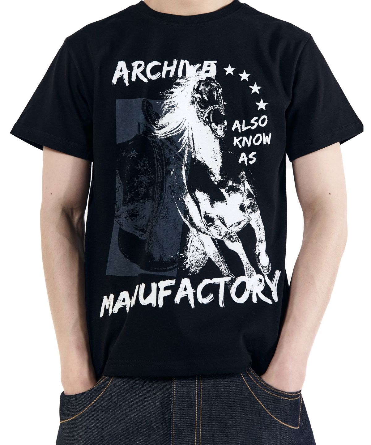 아캄(AAKAM) Western Horse Half Top (Black)