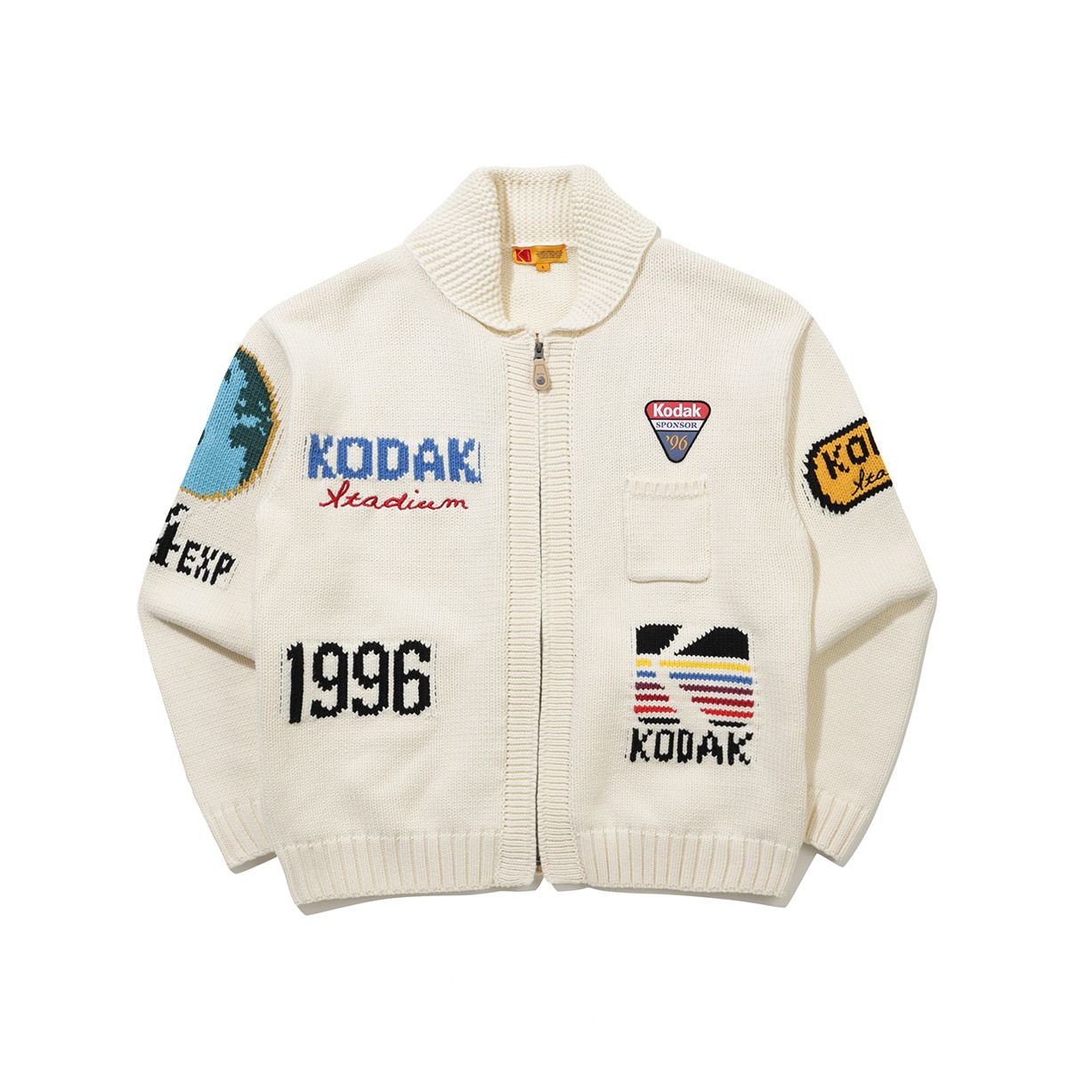 코닥(KODAK) 골드모먼트 아카이빙 니트 집업 자켓 IVORY