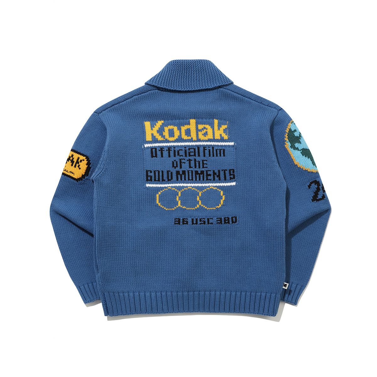 코닥(KODAK) 골드모먼트 아카이빙 니트 집업 자켓 BLUE