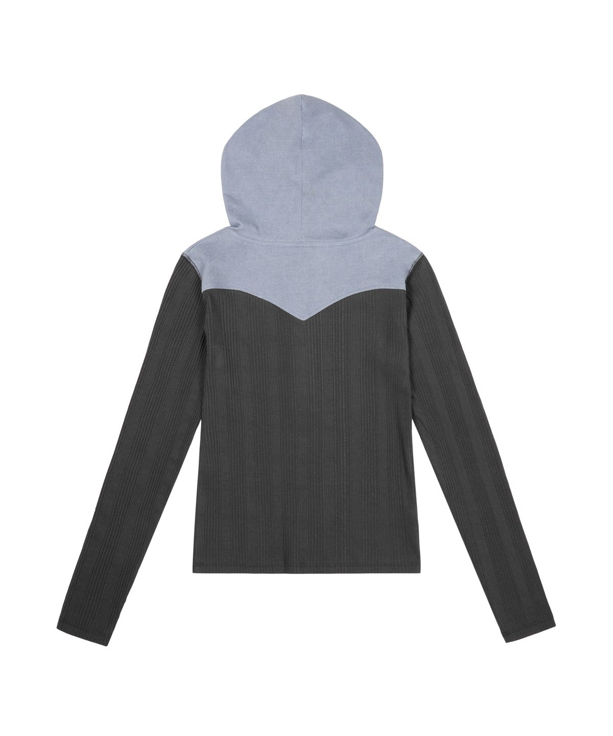 아캄(AAKAM) Ribbed Contrast Button Hoodie (Dark Gray)