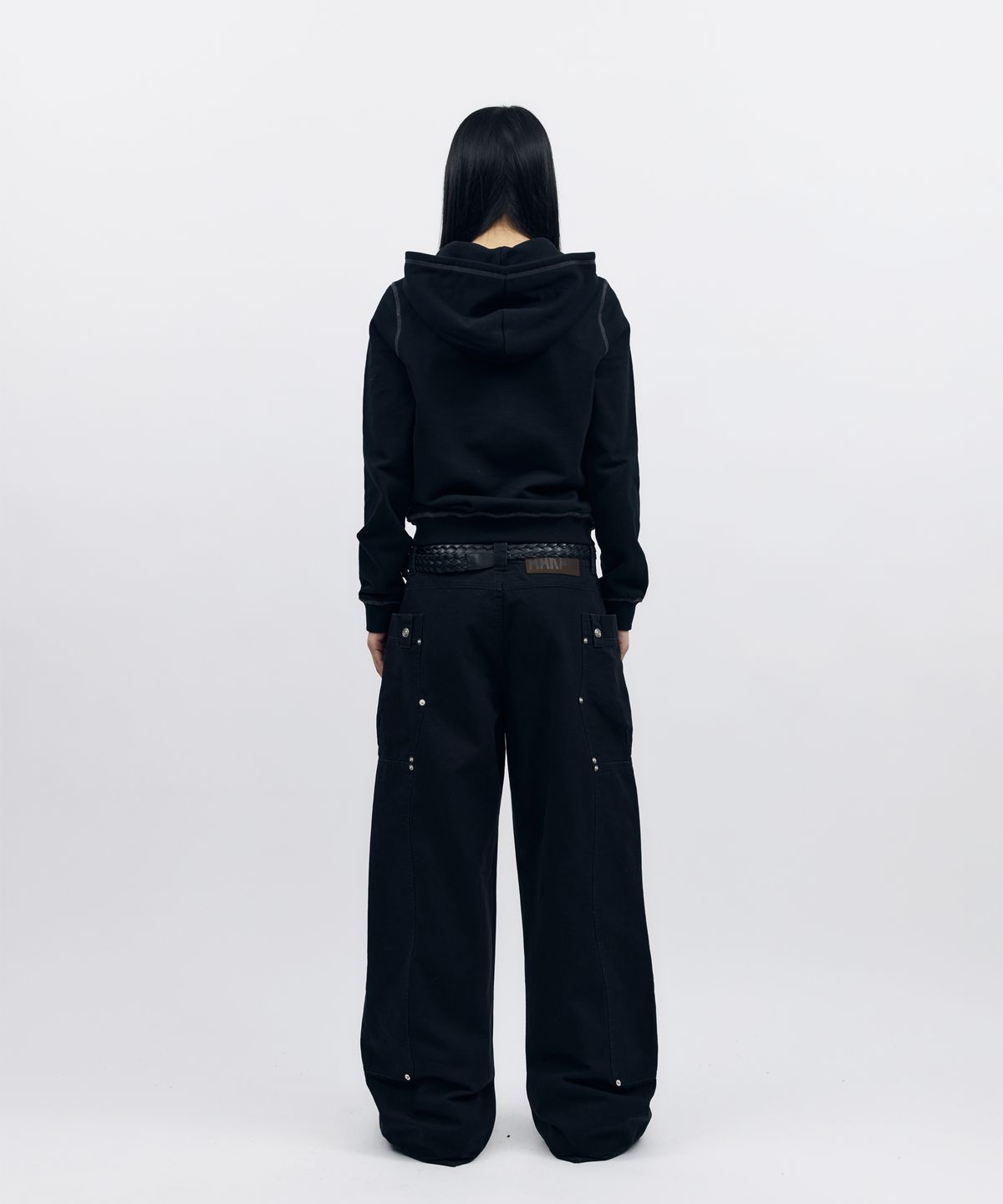아캄(AAKAM) AKM Rhinestone Zip-Up Hoodie (Black)