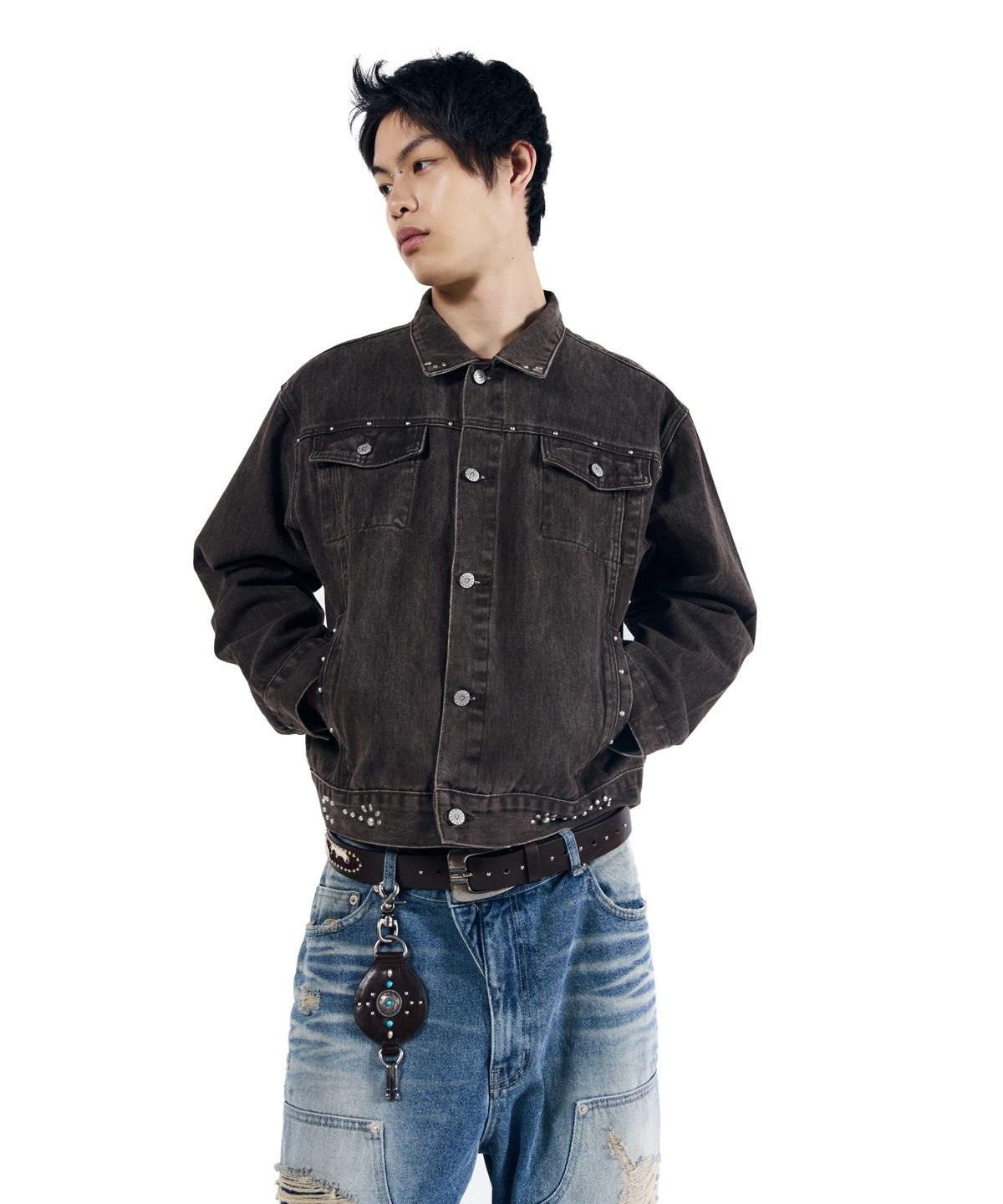 아캄(AAKAM) Frontier Studded Jacket (Brown)
