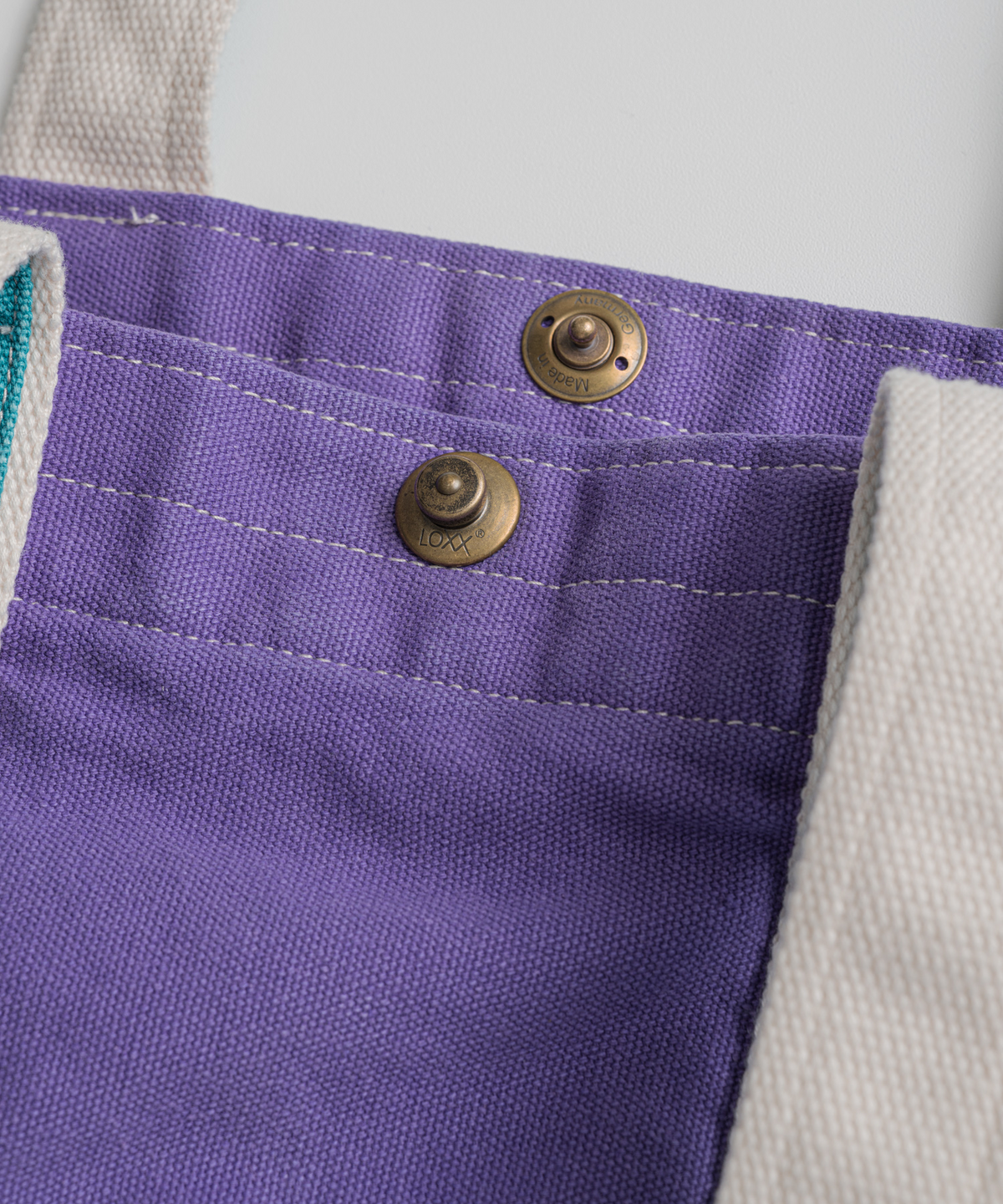 비헤비어(BEHEAVYER) WASHED CANVAS TOTE BAG purple/turquoise