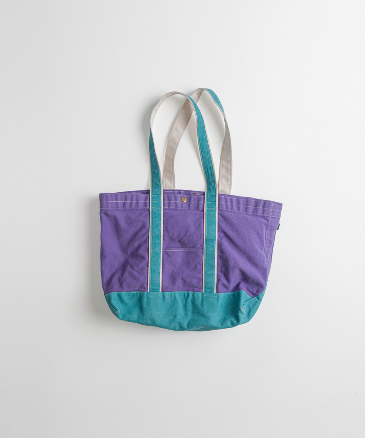 비헤비어(BEHEAVYER) WASHED CANVAS TOTE BAG purple/turquoise