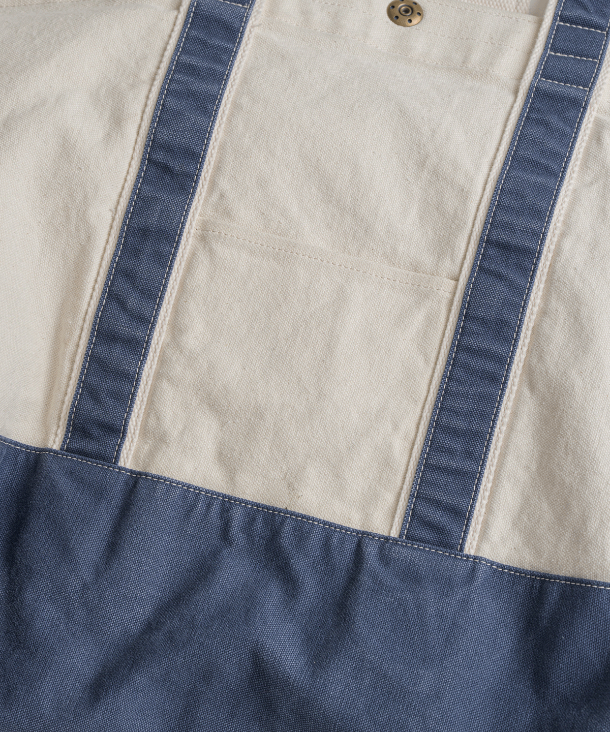 비헤비어(BEHEAVYER) WASHED CANVAS TOTE BAG oatmeal/blue
