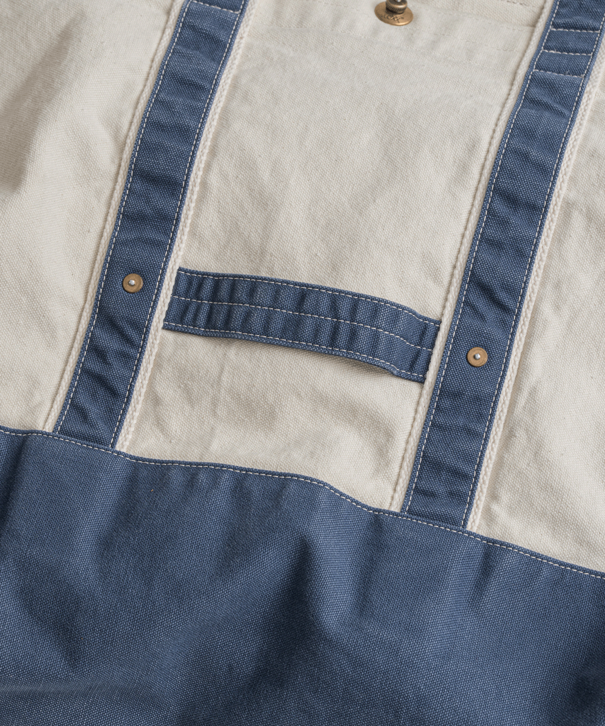 비헤비어(BEHEAVYER) WASHED CANVAS TOTE BAG oatmeal/blue