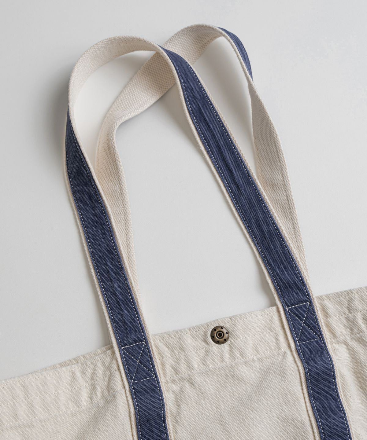 비헤비어(BEHEAVYER) WASHED CANVAS TOTE BAG oatmeal/blue
