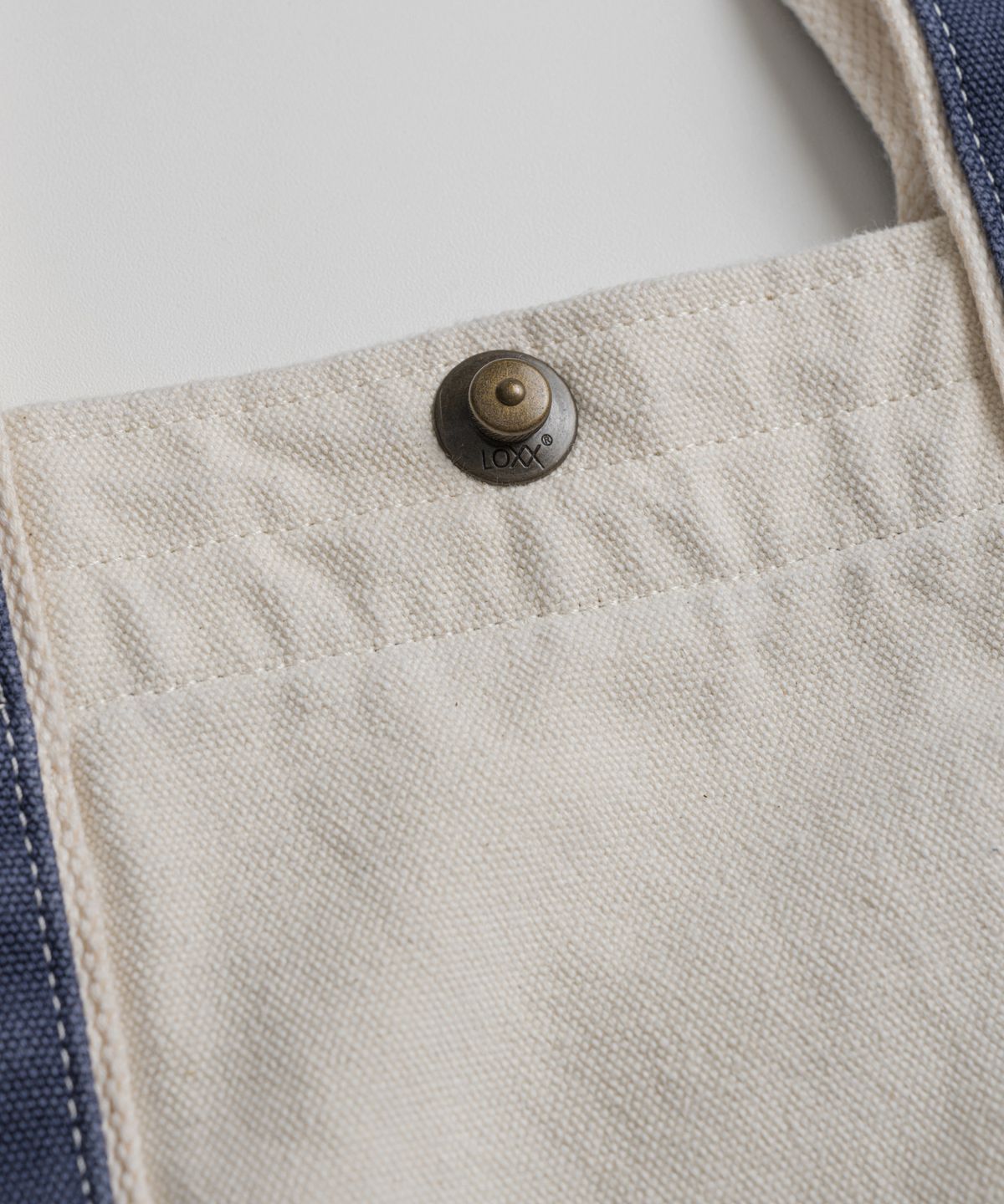 비헤비어(BEHEAVYER) WASHED CANVAS TOTE BAG oatmeal/blue