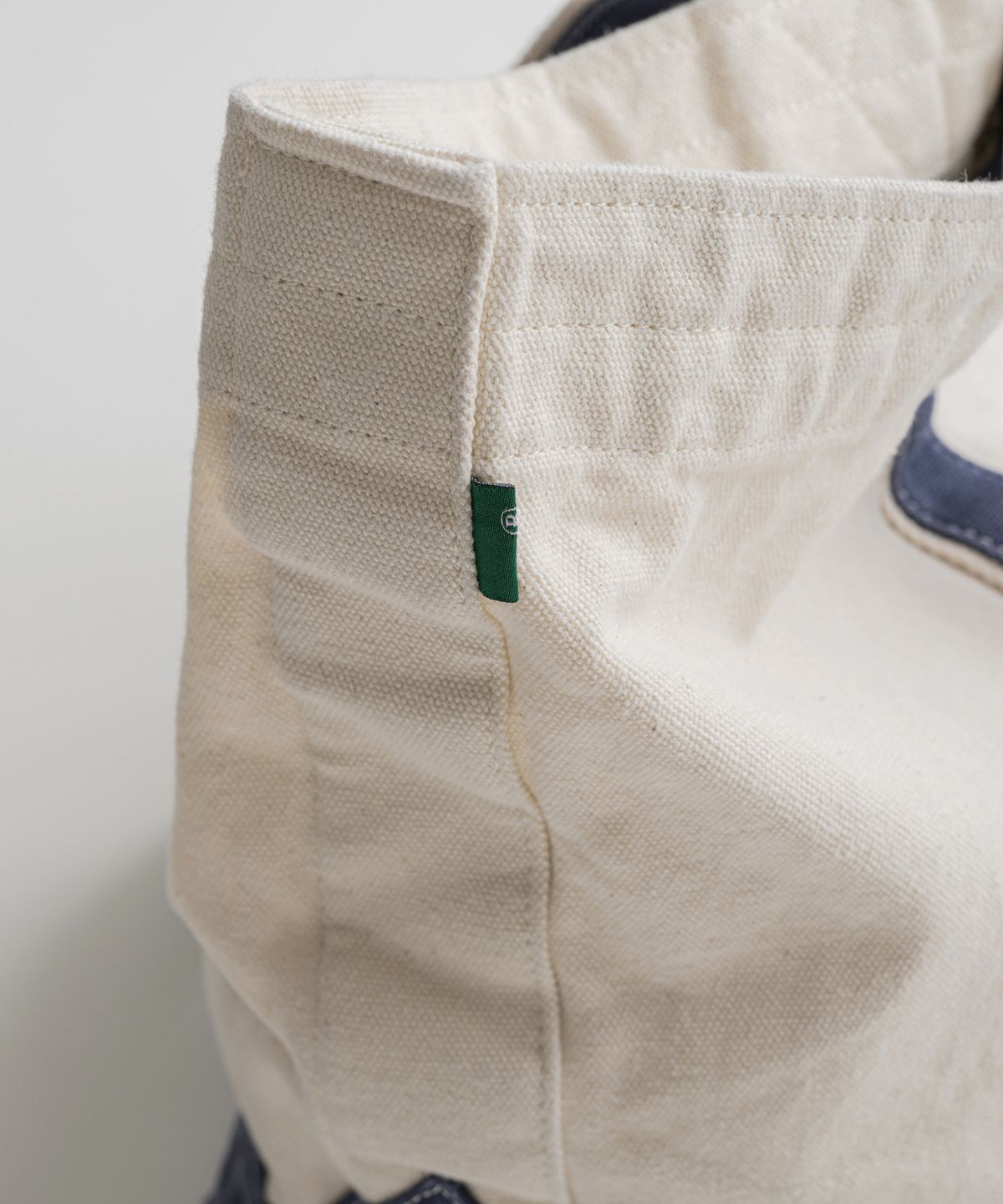 비헤비어(BEHEAVYER) WASHED CANVAS TOTE BAG oatmeal/blue