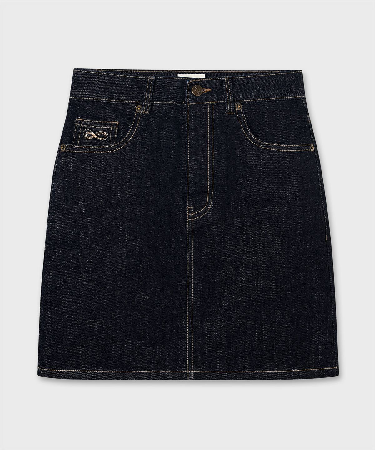 플랙 우먼(PLAC WOMEN) [KUROKI] CLASSIC DENIM MINI SKIRT_DARK BLUE