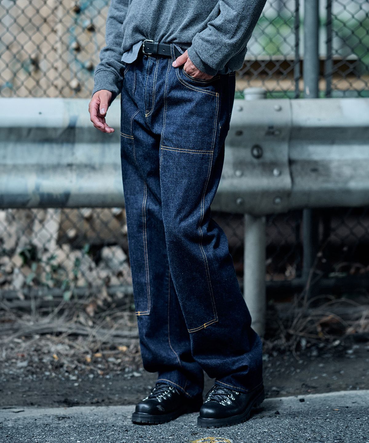 플랙(PLAC) [SHIOTA MADE] DOUBLE KNEE STRAIGHT DENIM_INDIGO