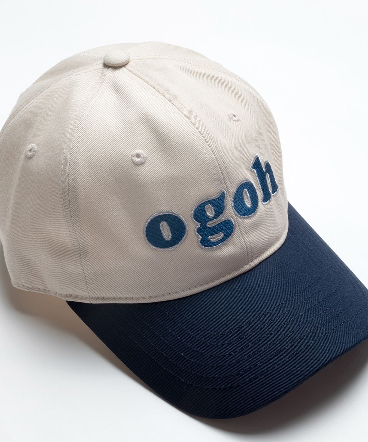 돈애스크마이플랜(DAMP) OGOH 와이드 & 딥 오버사이즈 볼캡 화이트/네이비