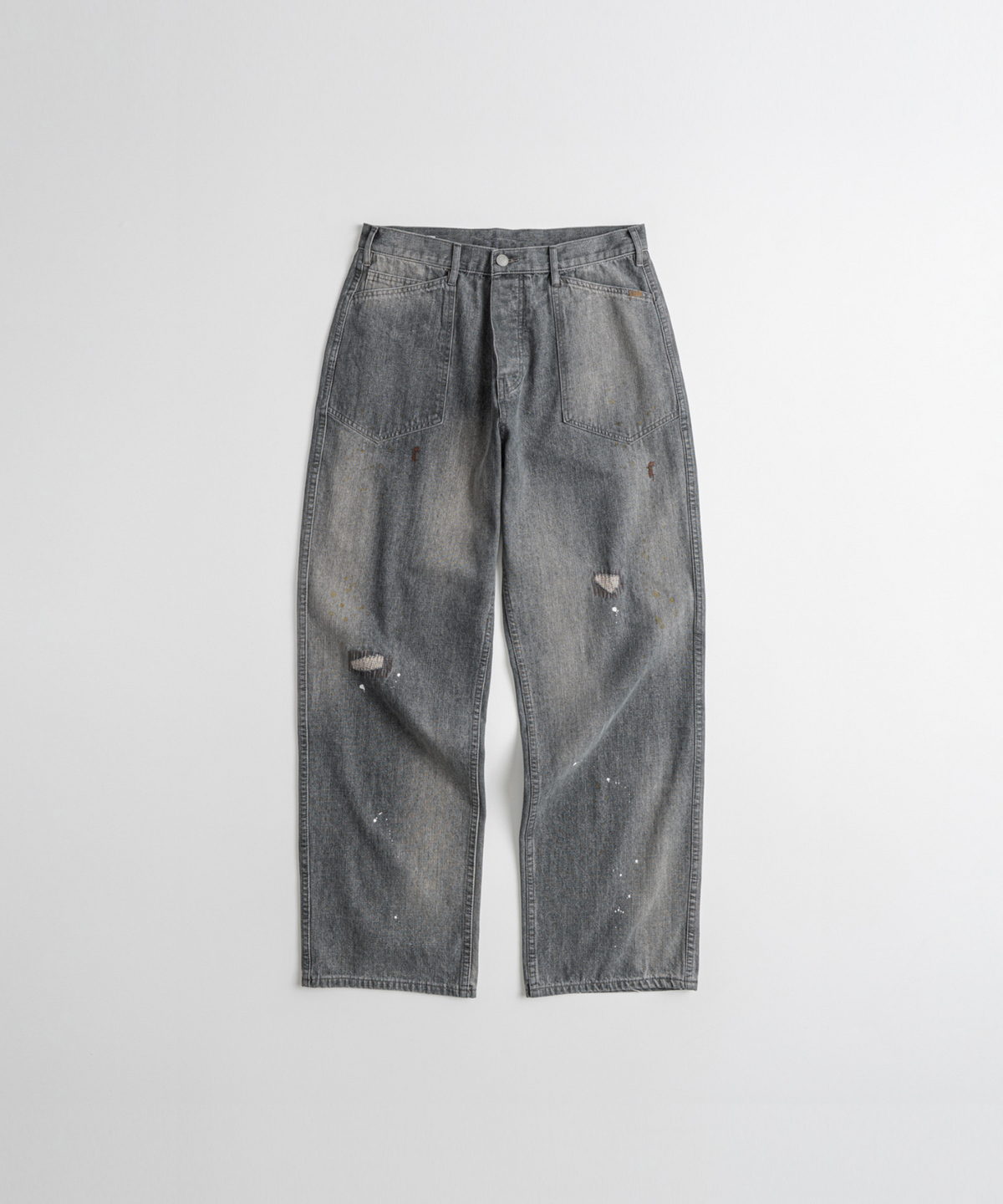 비헤비어(BEHEAVYER) DISTRESSED M35 TROUSERS black bleached