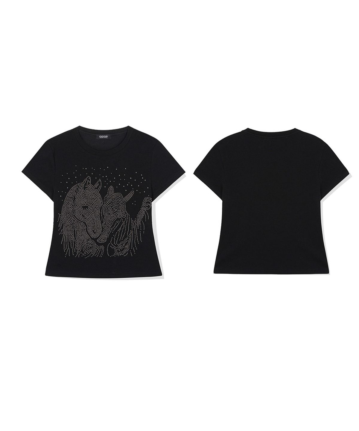 오도어(ODOR) Pony gem tee - Black