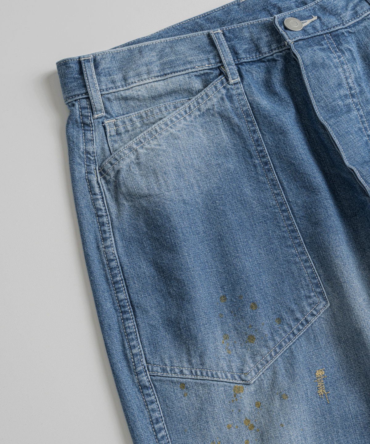 비헤비어(BEHEAVYER) DISTRESSED M35 TROUSERS mid blue