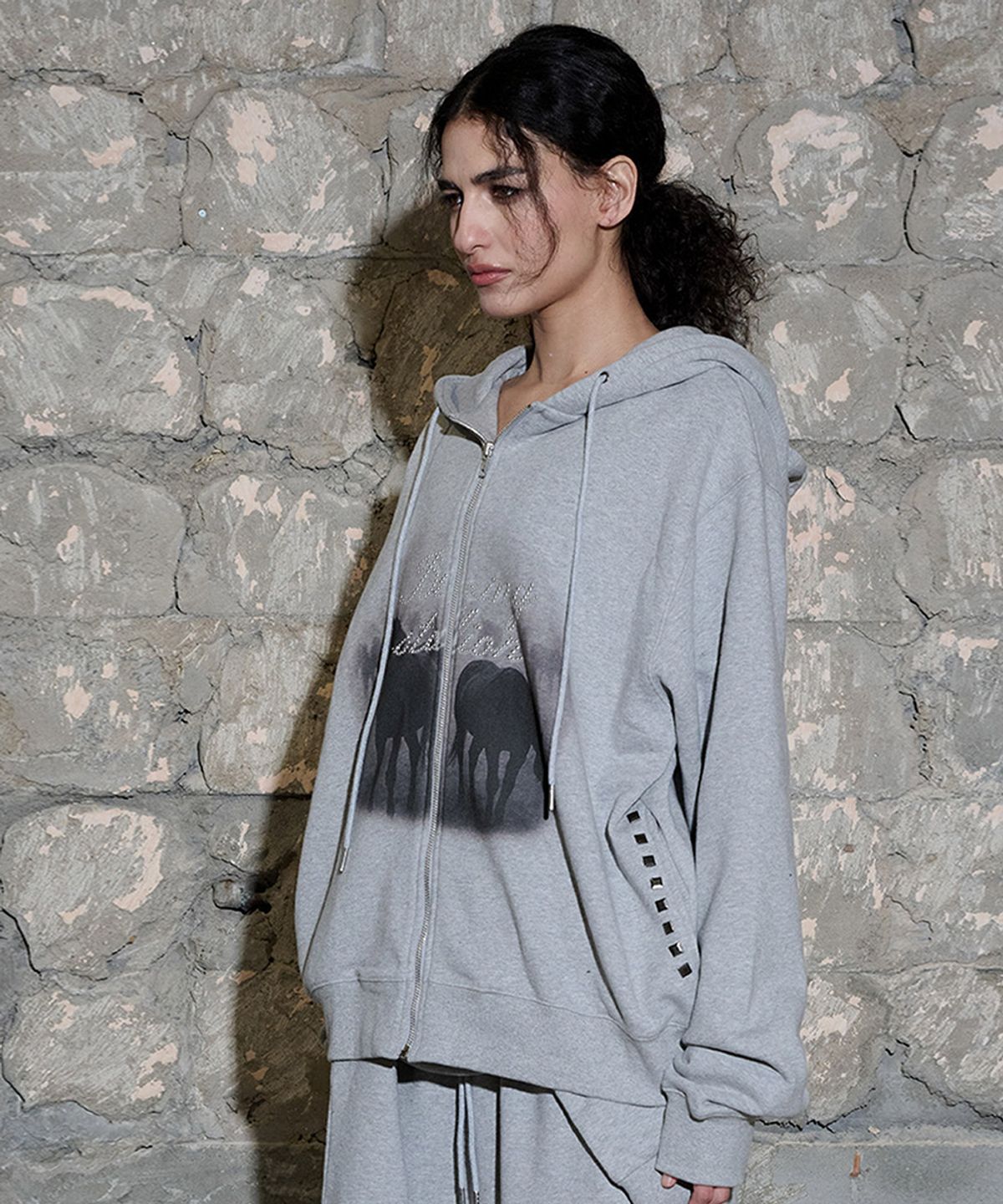 오도어(ODOR) Stallion hood zip - Grey