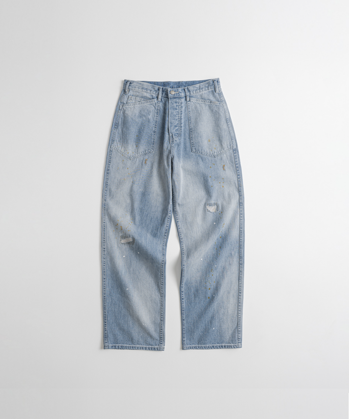 비헤비어(BEHEAVYER) DISTRESSED M35 TROUSERS indigo bleached