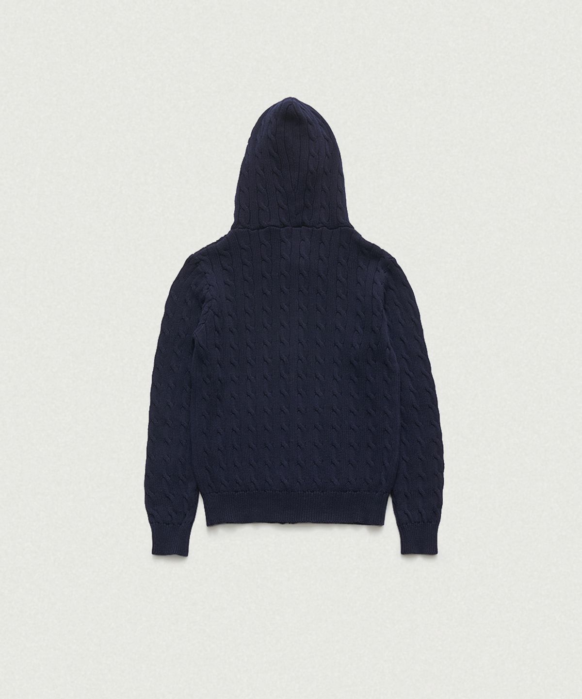 더바넷(THEBARNNET) Pobby Cable Knit Zip-Up Hoodie_Navy