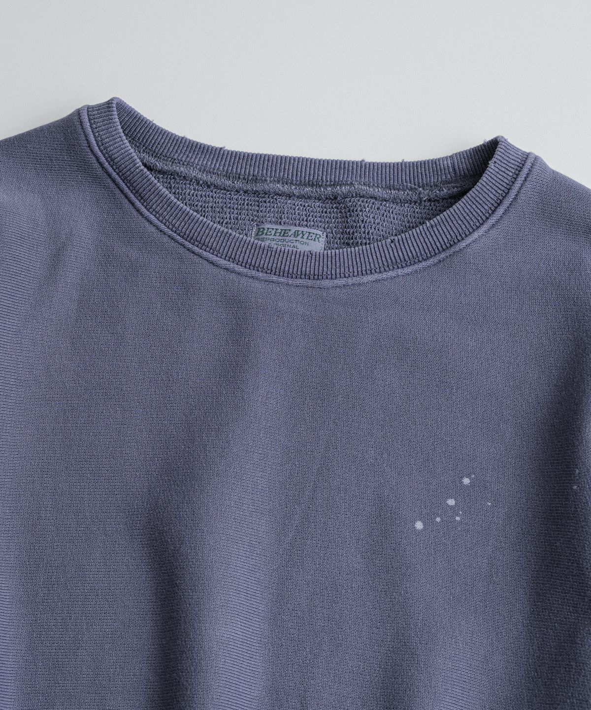 비헤비어(BEHEAVYER) DISTRESSED REVERSEWEAVE SWEAT SHIRTS purple navy