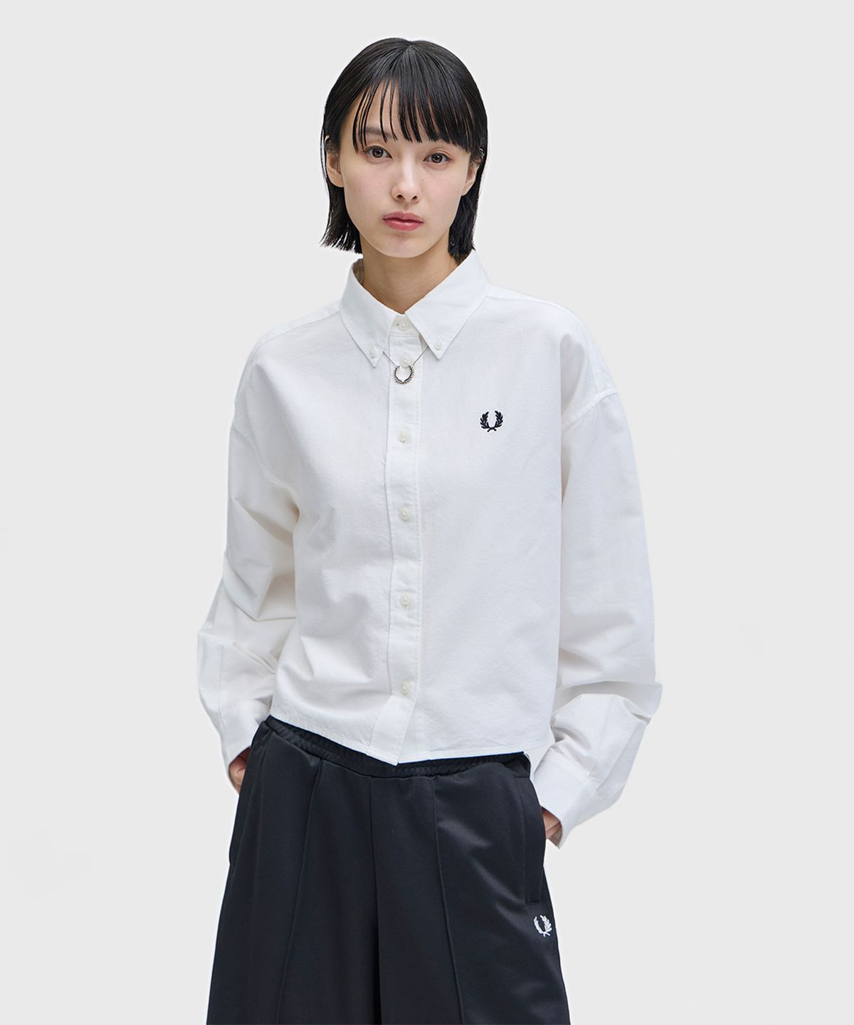 프레드페리(FRED PERRY) [womens] 버튼 다운 셔츠 - 스노우 화이트 AFPF2612178-129