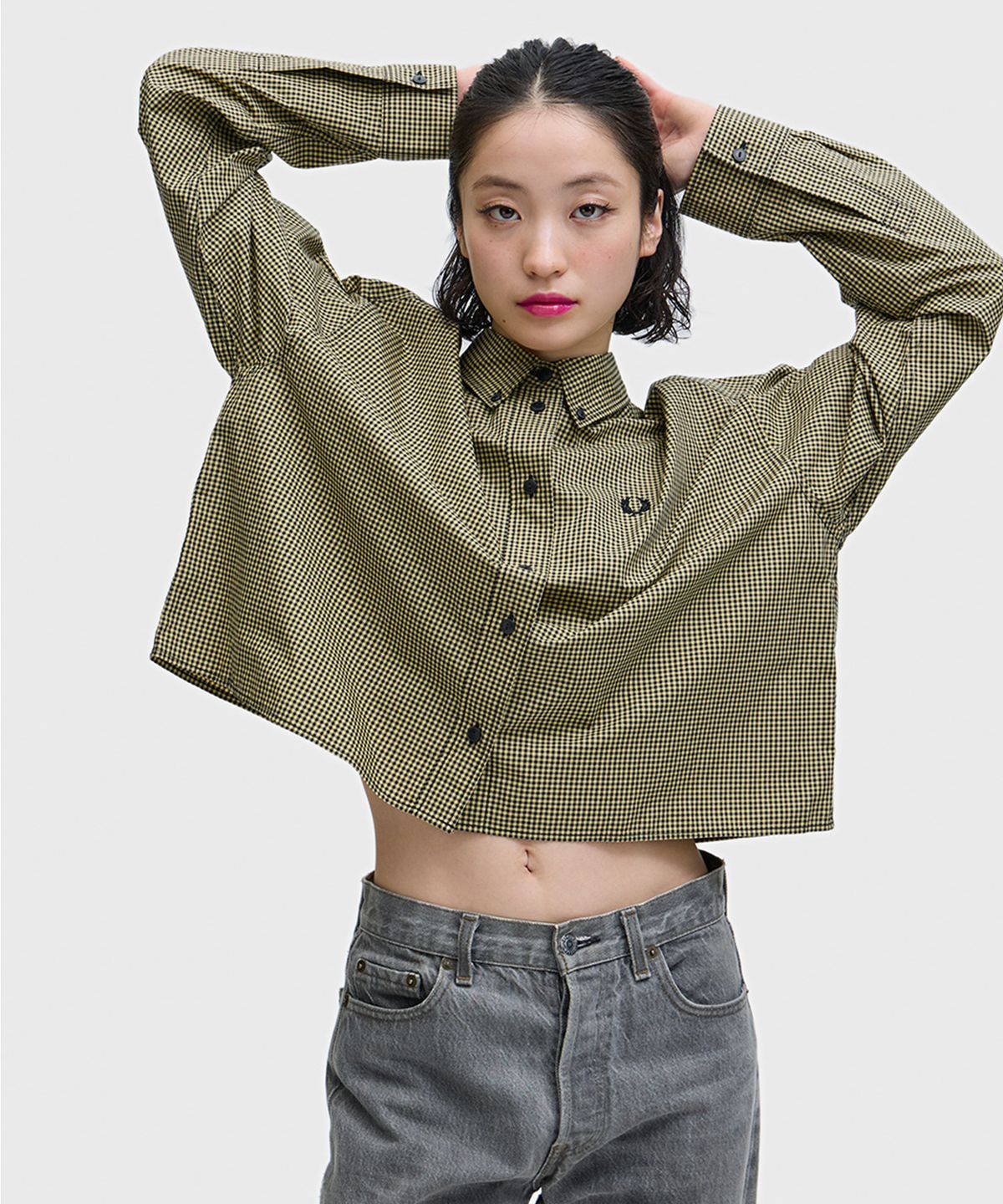 프레드페리(FRED PERRY) [womens] 체커보드 셔츠 - 블랙 AFPF2612172-102