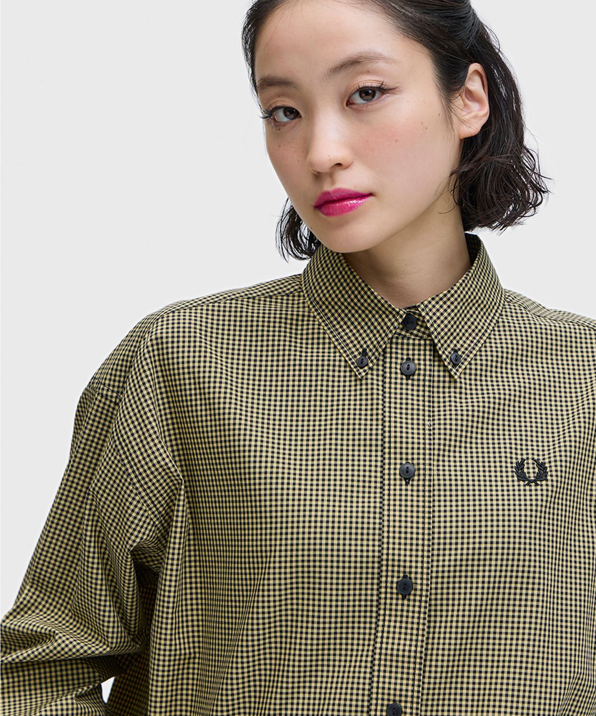 프레드페리(FRED PERRY) [womens] 체커보드 셔츠 - 블랙 AFPF2612172-102