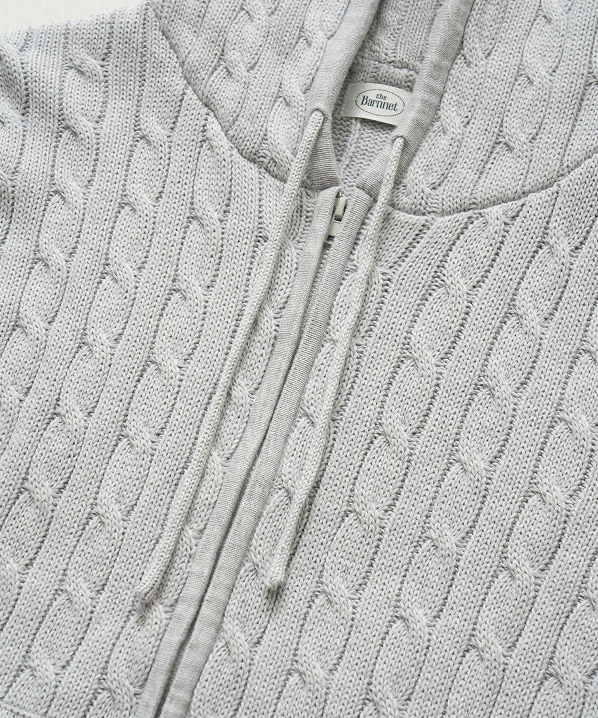더바넷(THEBARNNET) Pobby Cable Knit Zip-Up Hoodie_Melange Grey