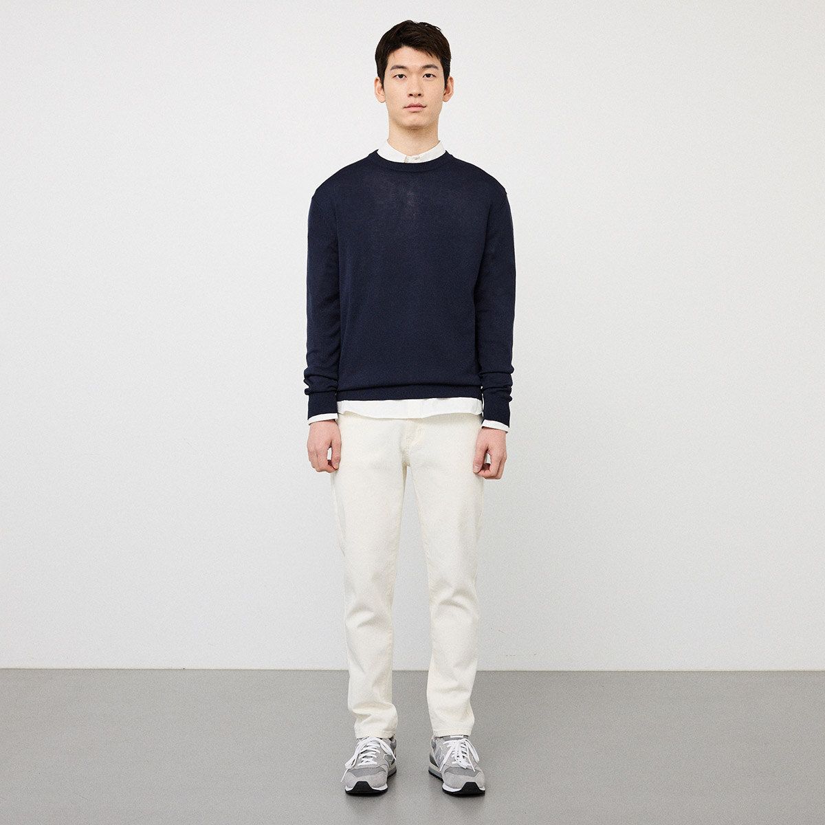 에스티코(STCO) CODIGALLERY 강연소재 라운드 니트 네이비 (레귤러핏)_CKTVA03NSN